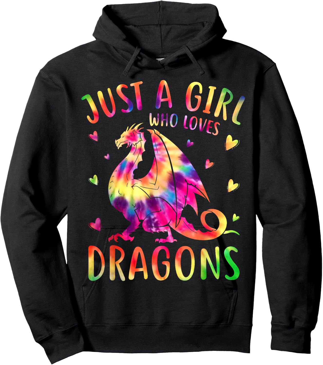 Cute Just A Girl Who Loves Dragons Tie Dye Women and Girls Hoodie - Hoodie | Black