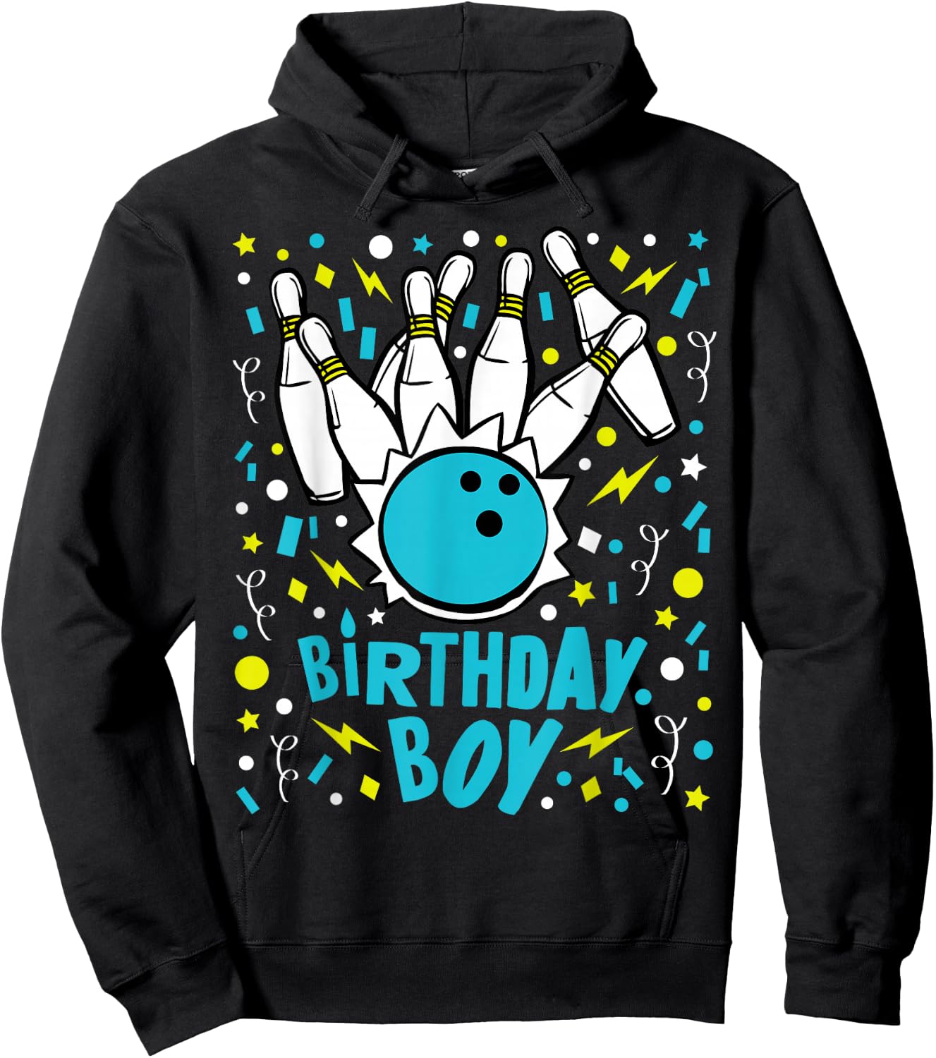 Boys Bowling Party Birthday Boy Kids Pins Bowler Gift Hoodie - Hoodie | Black