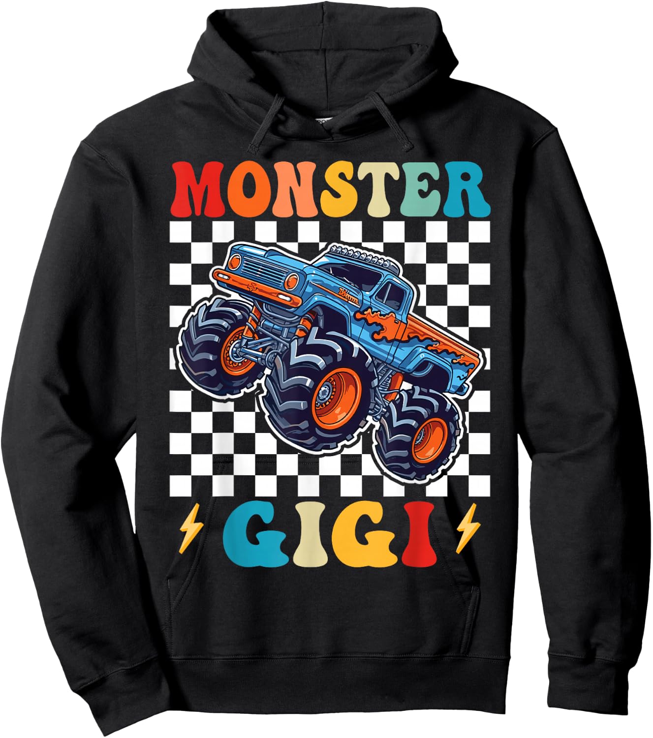 Monster Truck Gigi Family Matching Monster Trucks Birthday Hoodie - Hoodie | Black