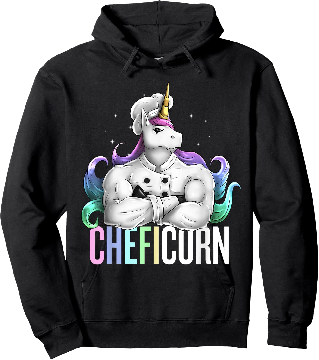 Unicorn Chef Cheficorn Cooking Pun Funny Cook Funny Hoodie - Hoodie | Black