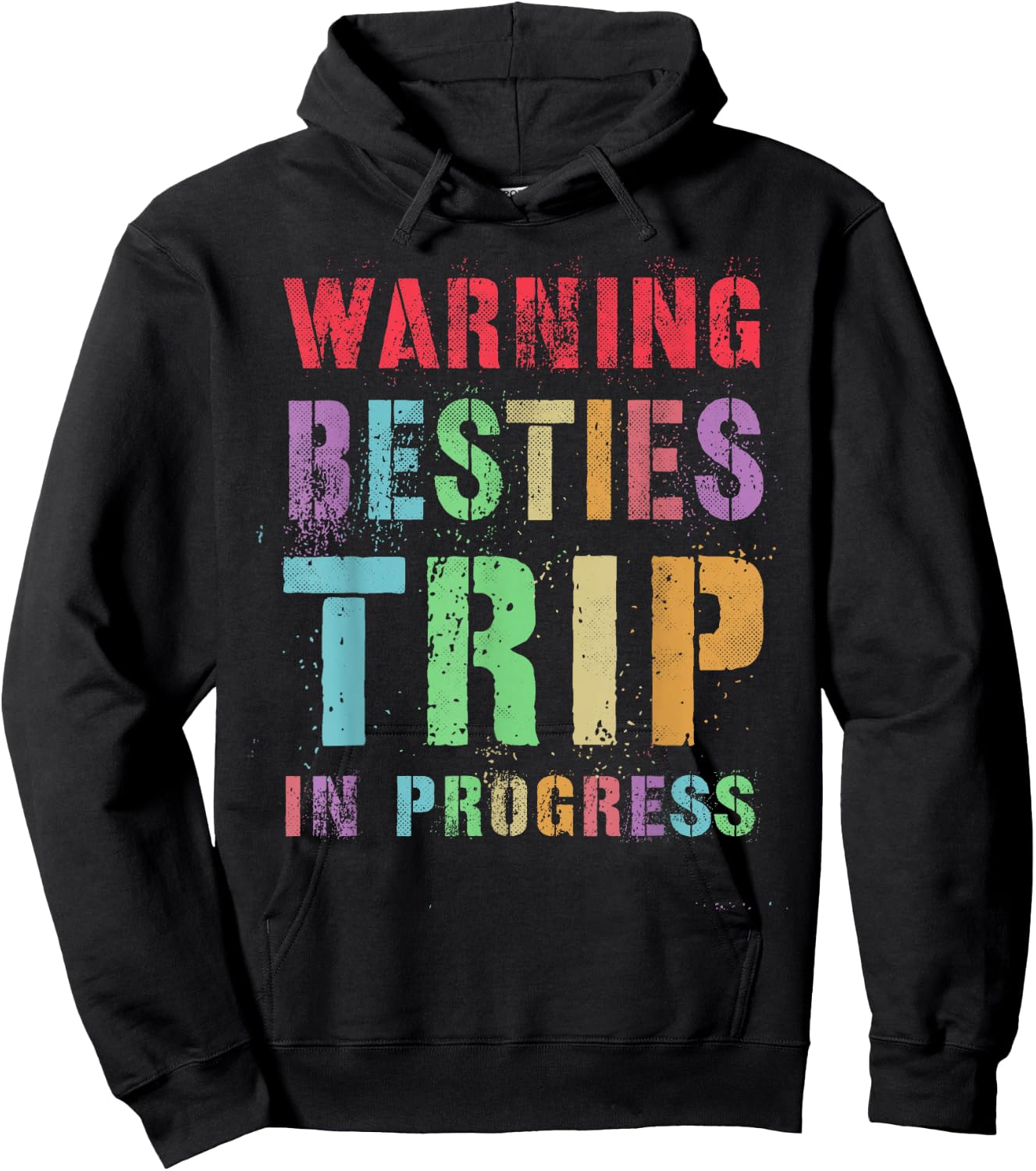 Vintage WARNING BESTIES TRIP IN PROGRESS Vacation Mode Hoodie - Hoodie | Black