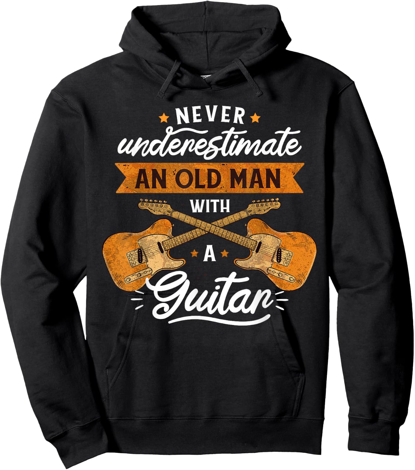 Never underestimate and old man with a guitar Rock music Hoodie - Hoodie | Black