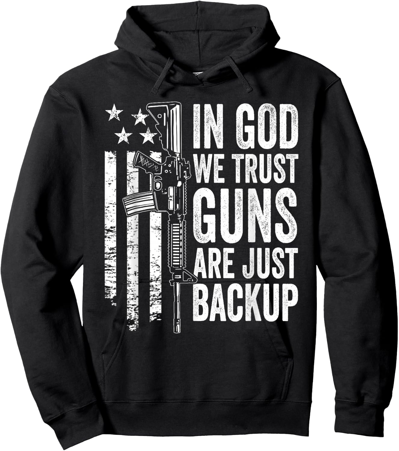 in God We Trust Guns are Just Backup - USA Pro Gun Christian Hoodie - Hoodie | Black