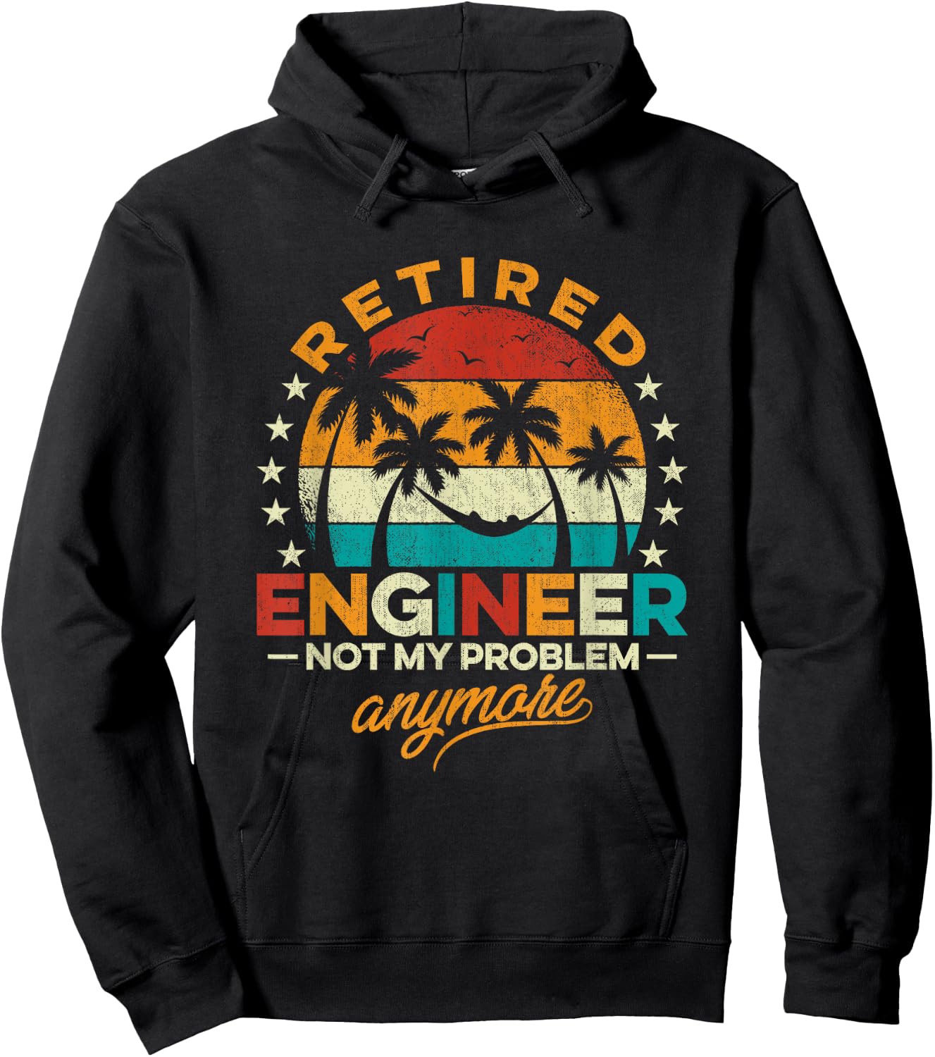 Retro Vintage Style Retired Engineer Not My Problem Anymore Hoodie - Hoodie | Black