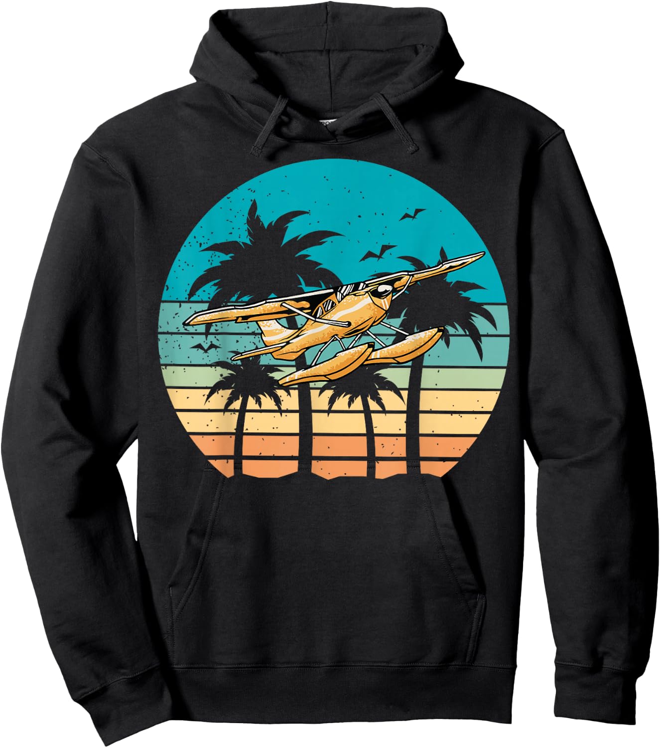 Seaplane Retro Sunset Beach Floatplane Hoodie - Hoodie | Black