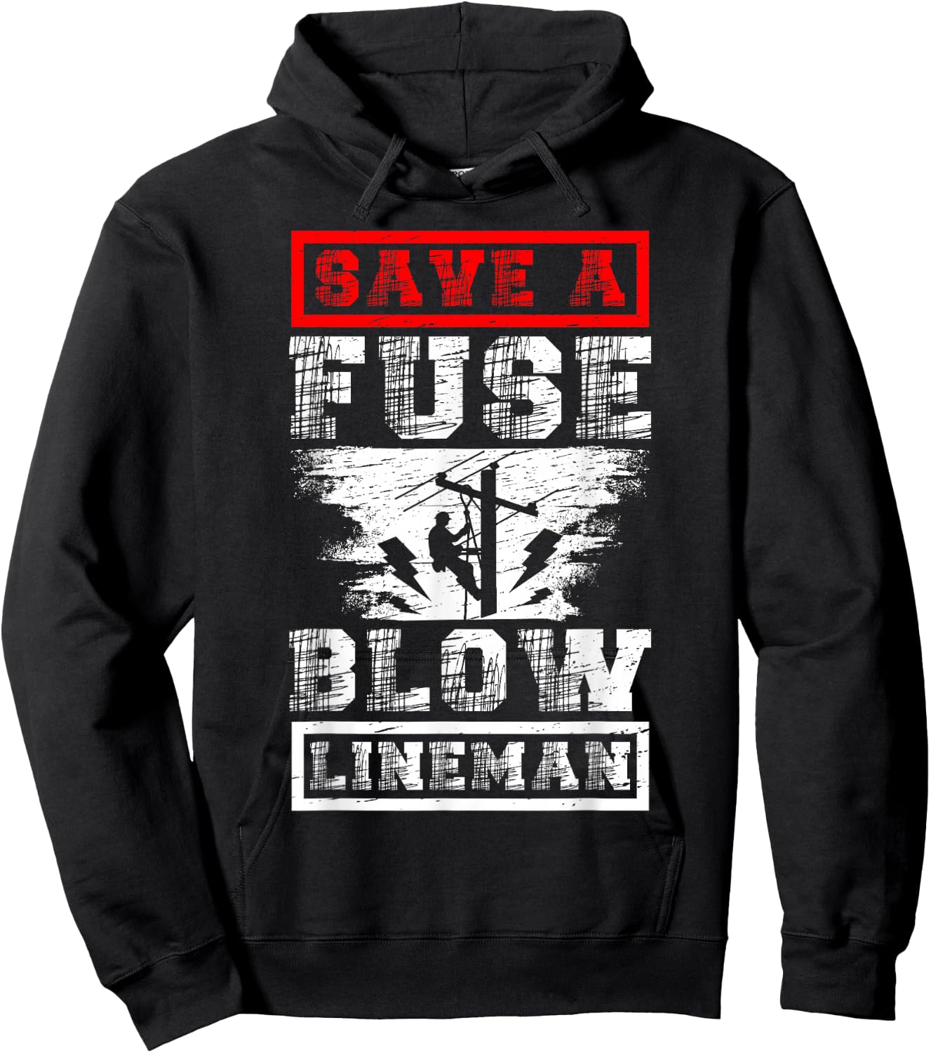 Save A Fuse Blow A Lineman Electrician Funny Lineman Hoodie - Hoodie | Black
