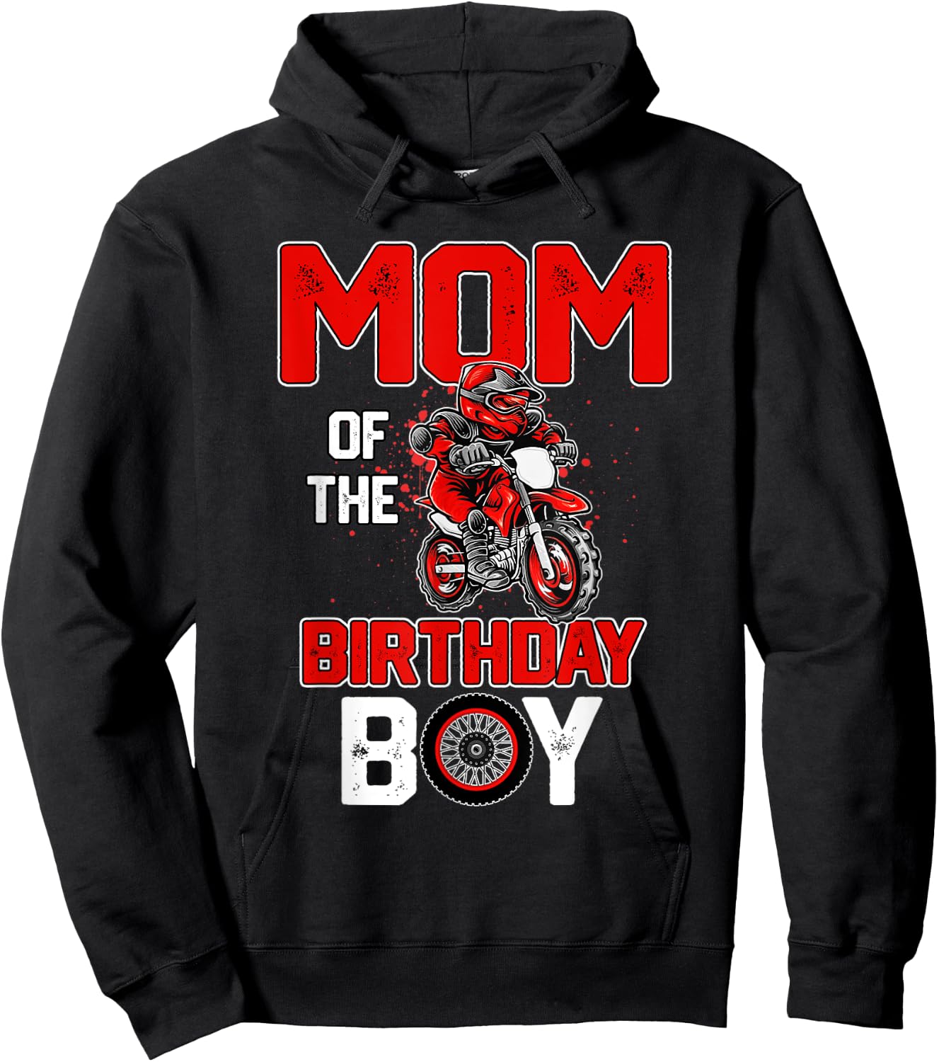 Mom Of The Birthday Boy Shirt - Dirt Bike Bday Party Hoodie - Hoodie | Black