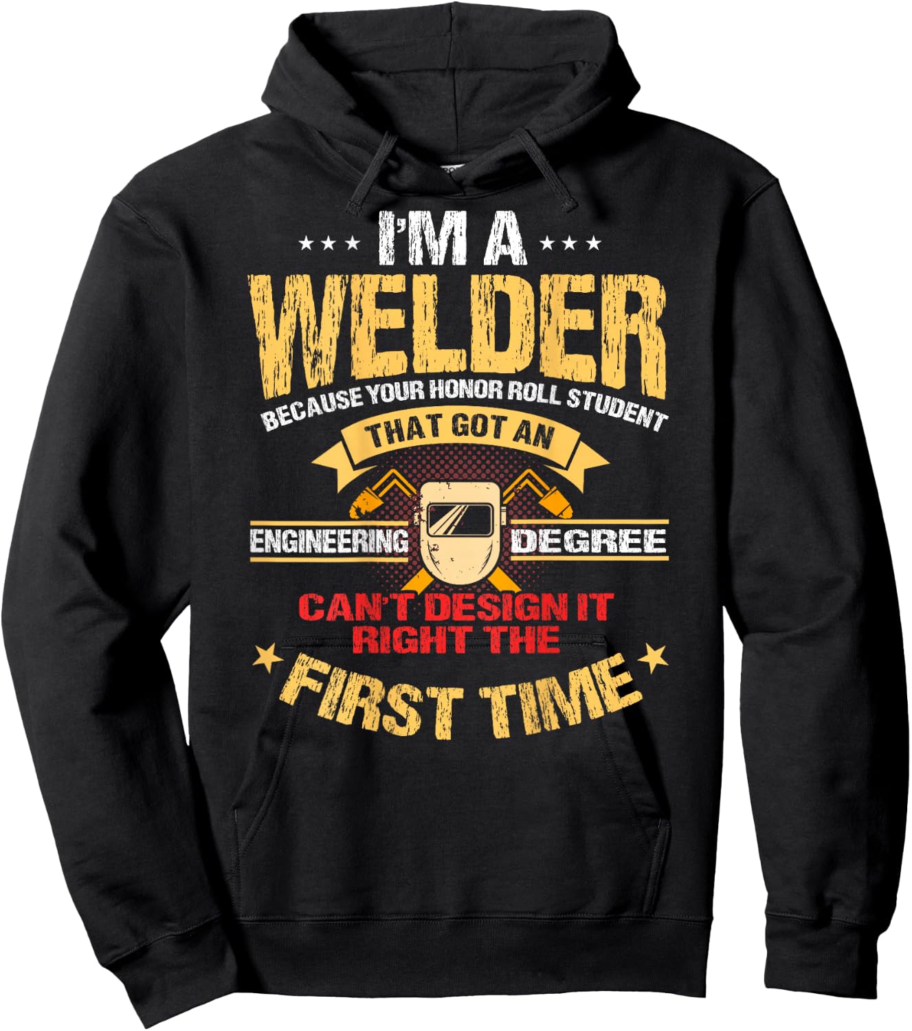Welder Gifts Funny Welding Image On Back Of Shirt Hoodie - Hoodie | Black