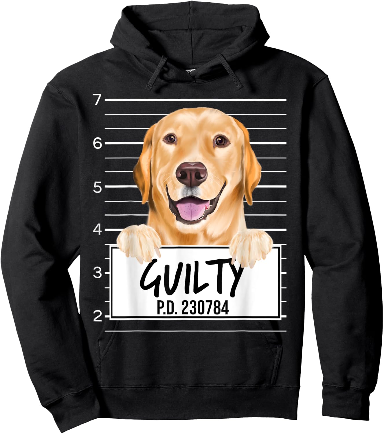 Funny Yellow Labrador Retriever Mugshot Guilty Dog Men Women Girls Kids Hoodie - Hoodie | Black