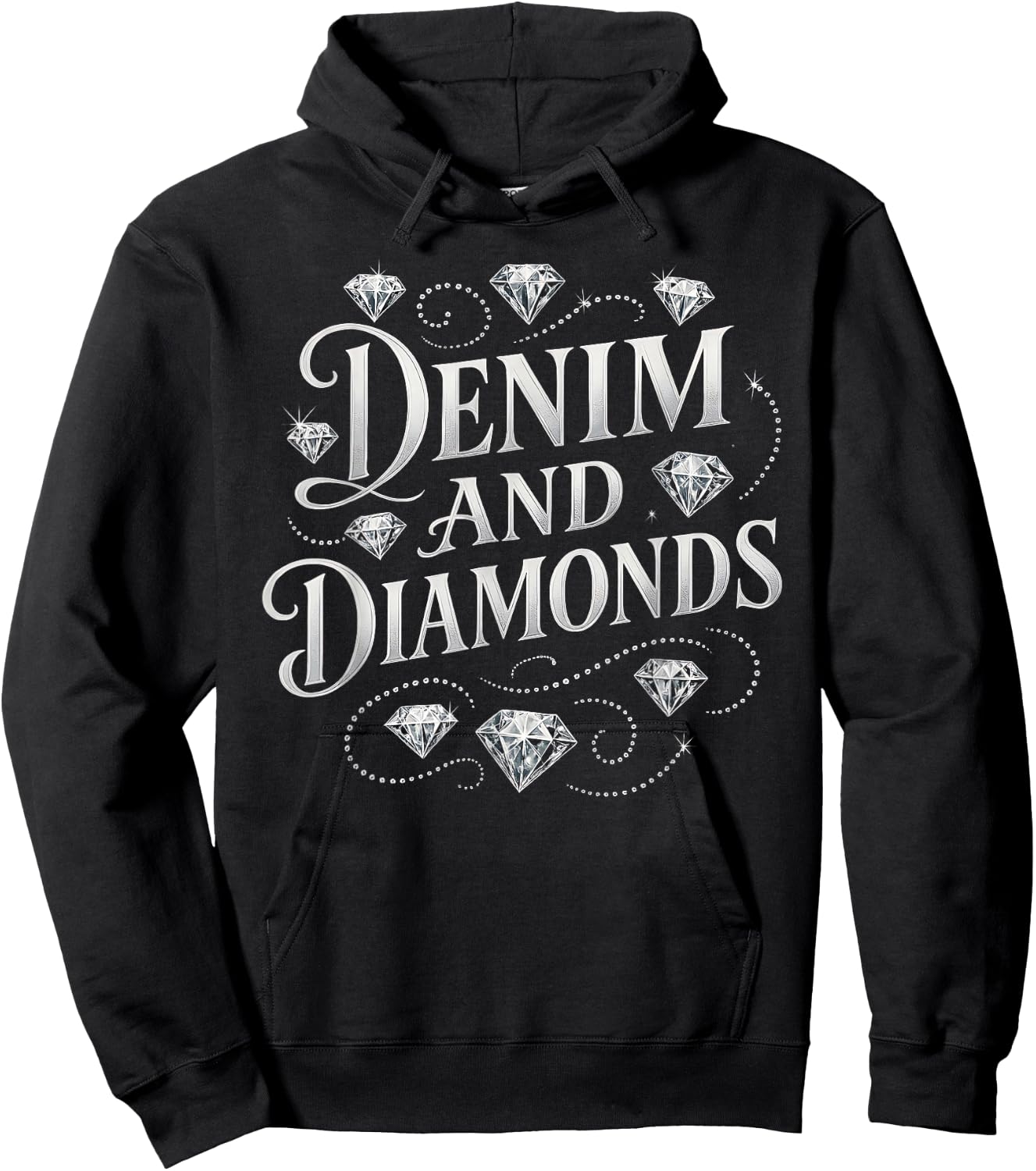 Denim And Diamonds Country Chic Western Bachelorette Party Hoodie - Hoodie | Black