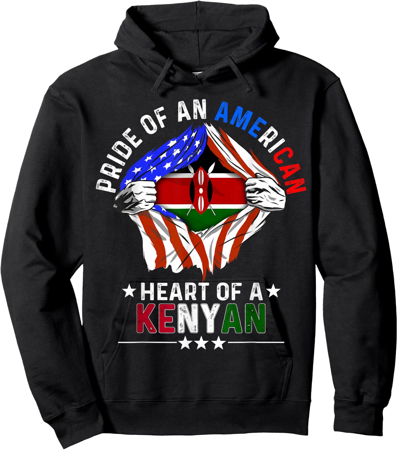 Kenyan American America Pride Foreign Country Kenya Flag Hoodie - Hoodie | Black