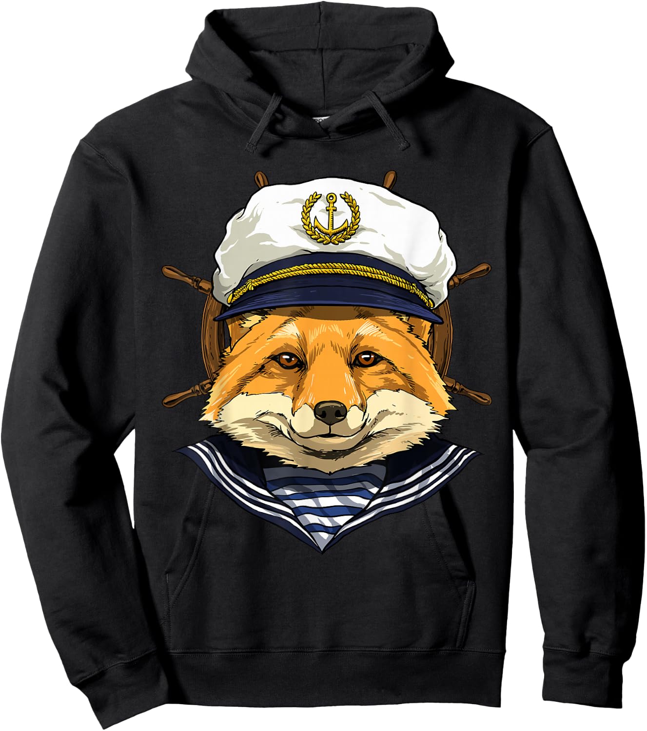 Fox Sailor Boat Captain Wildlife Fox Forest Hoodie - Hoodie | Black