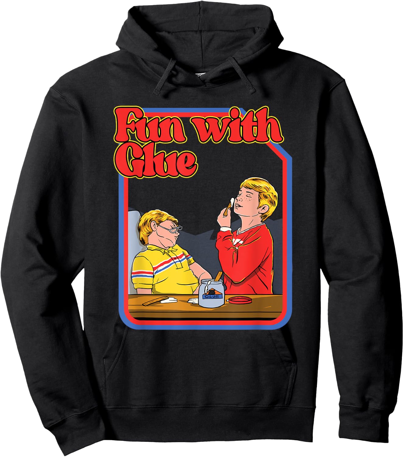 Fun With Glue - Funny Shirt - Hilarious Vintage Child Game Hoodie - Hoodie | Black