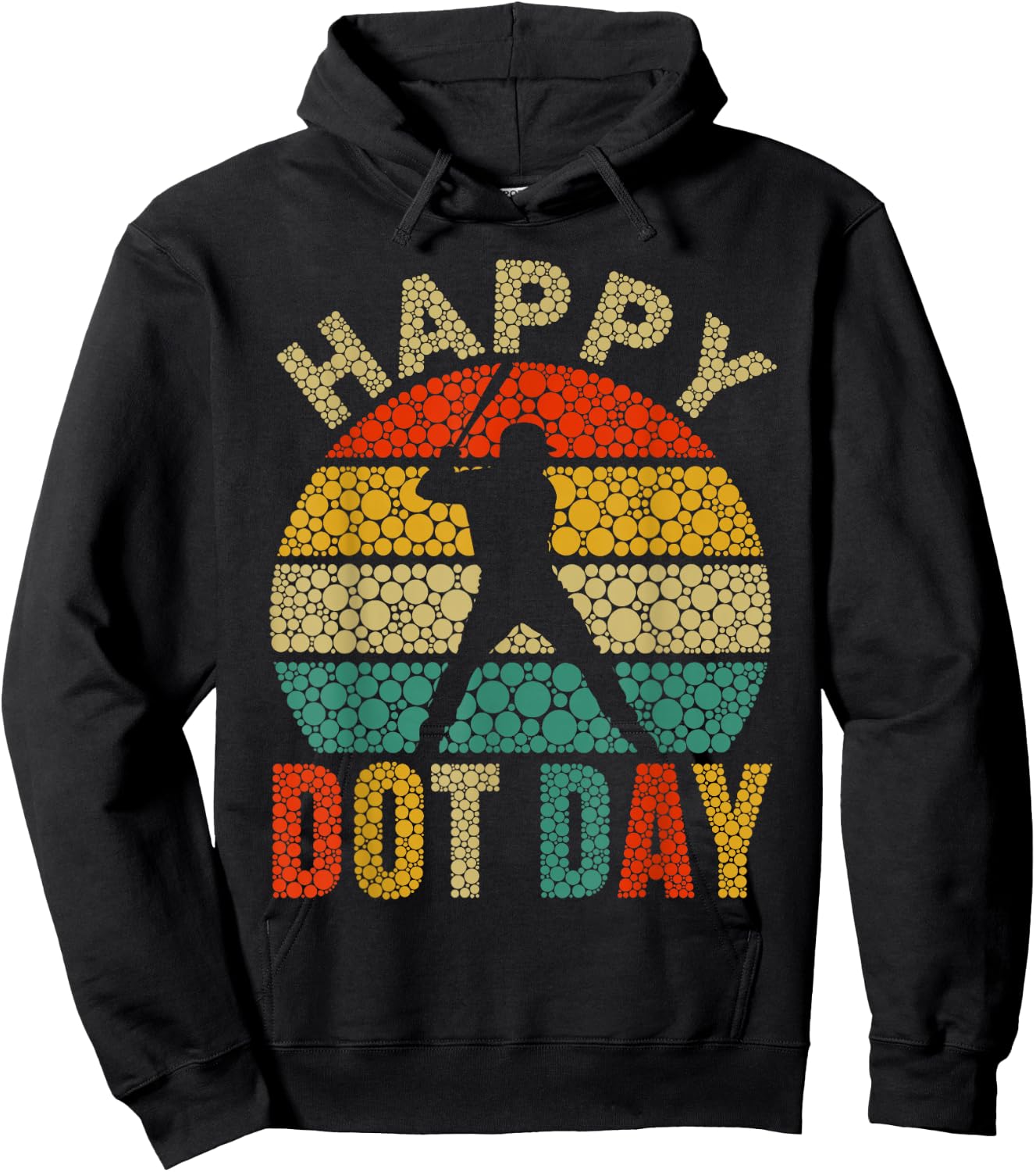 Vintage Baseball Player Polka Dot Happy Dot Day Kids Boys Hoodie - Hoodie | Black