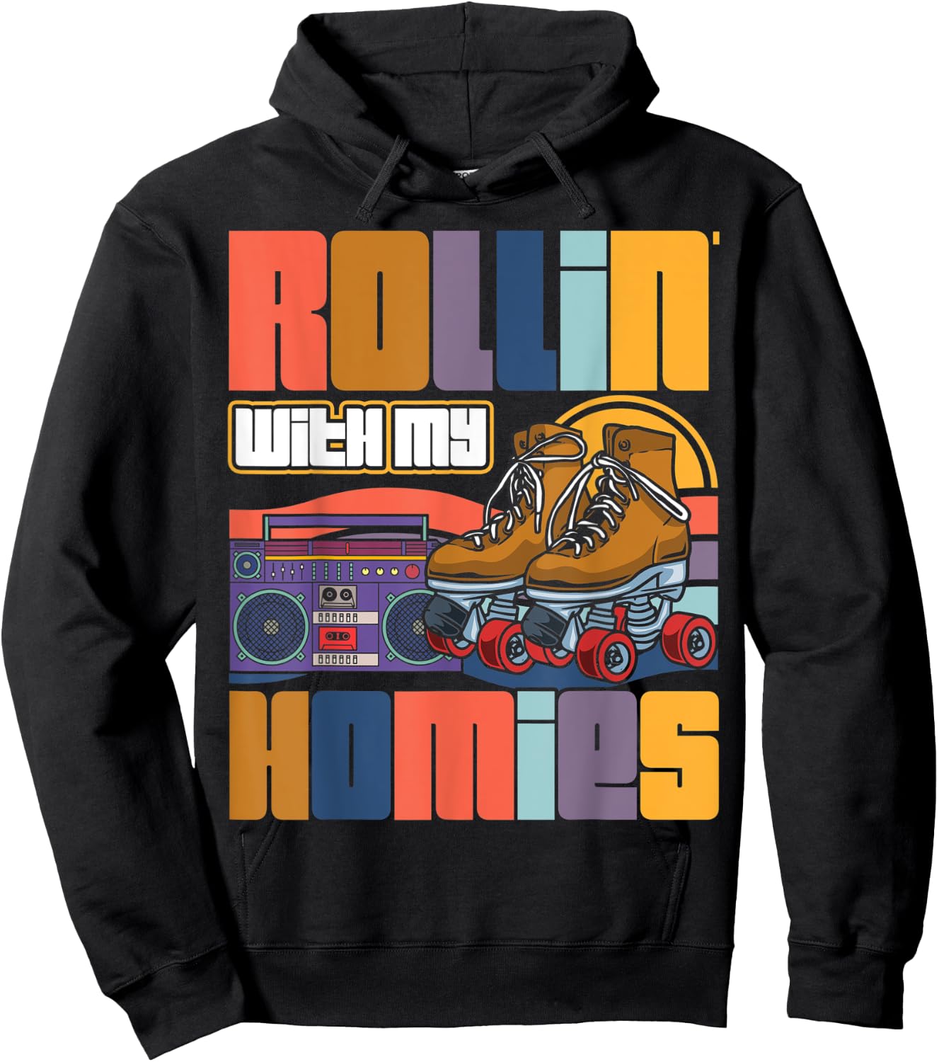 Rolling With My-Homies Roller Skating Party Hoodie - Hoodie | Black