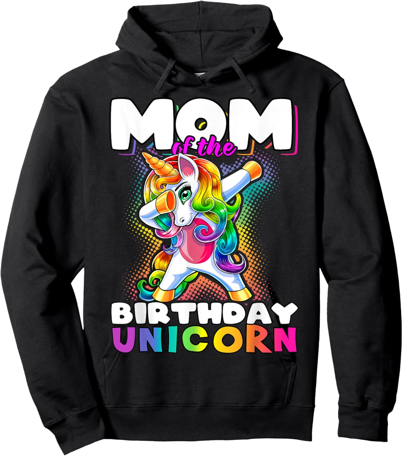 Mom of the Birthday Unicorn Dabbing Unicorn Matching Family Hoodie - Hoodie | Black