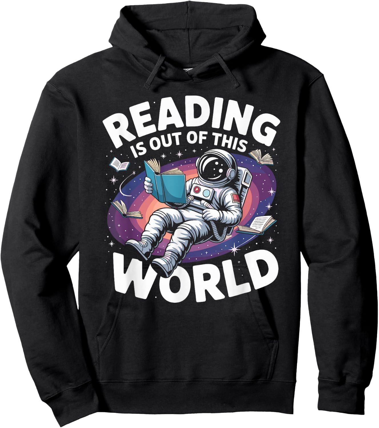 Reading is Out of This World Space Book Lover Hoodie - Hoodie | Black