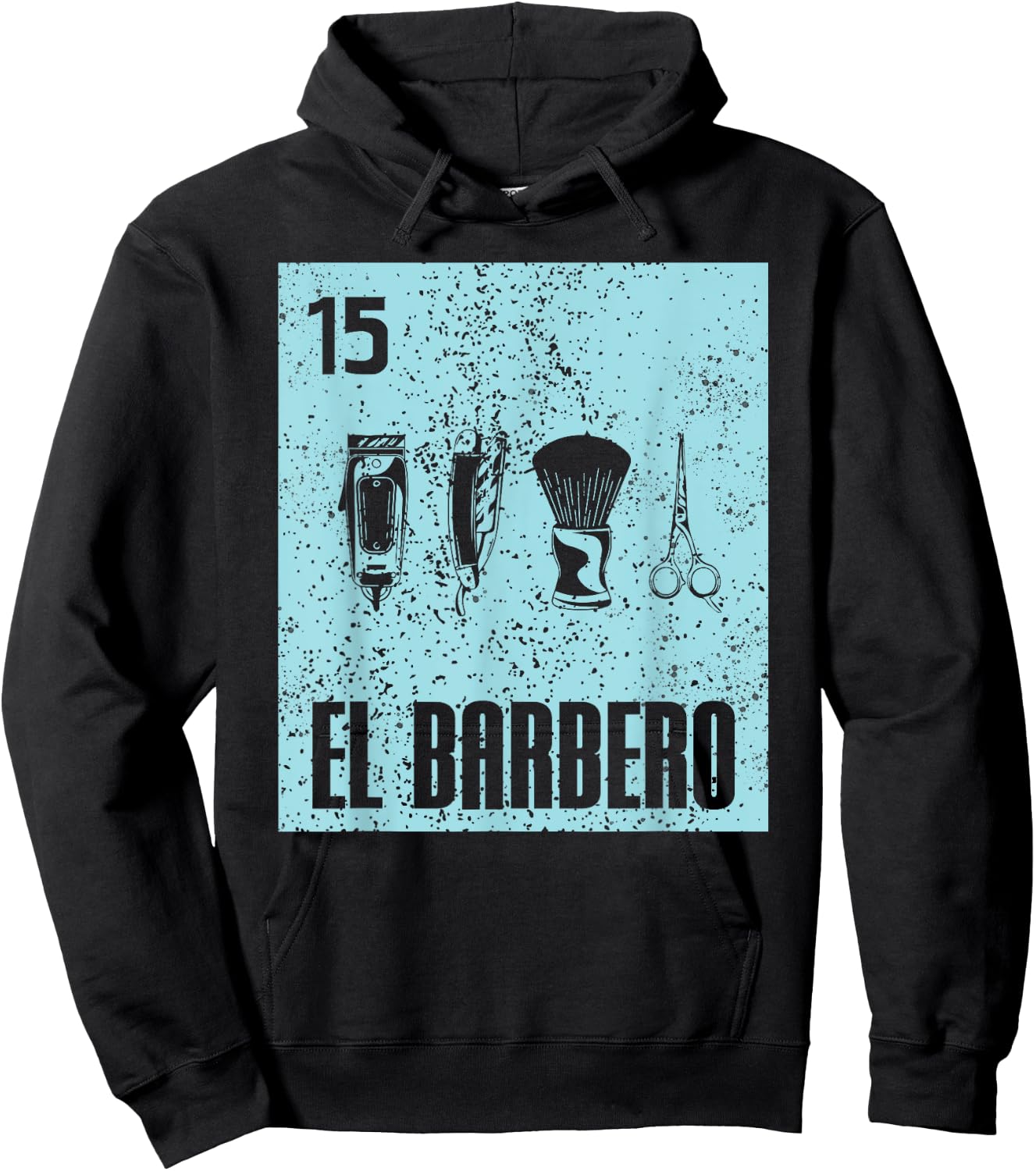 Cool Mexican El Barbero Hairdressers Distressed Barber Cards Hoodie - Hoodie | Black