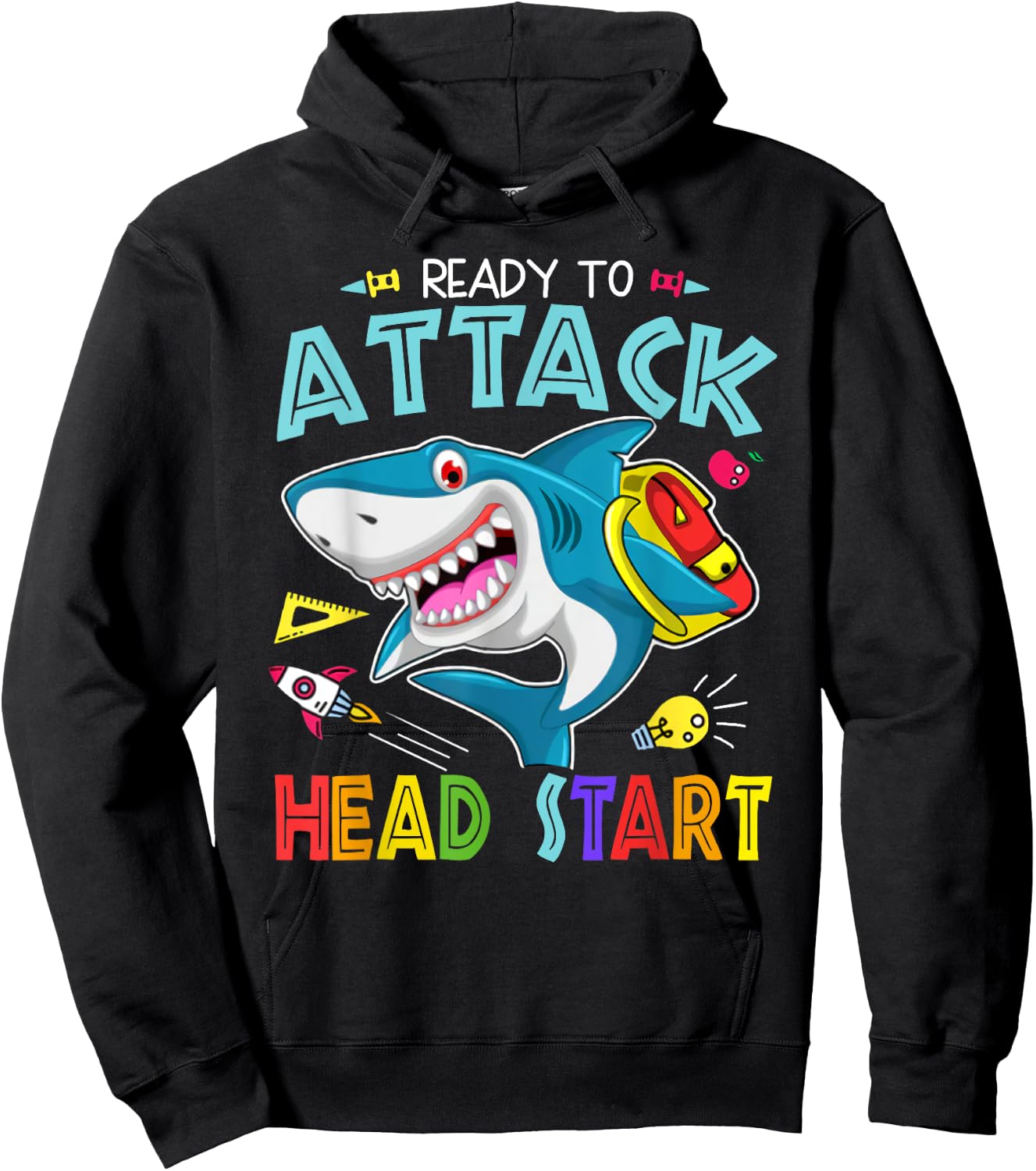 Ready To Attack Head Start Boy Back To School Sea Animal Hoodie - Hoodie | Black