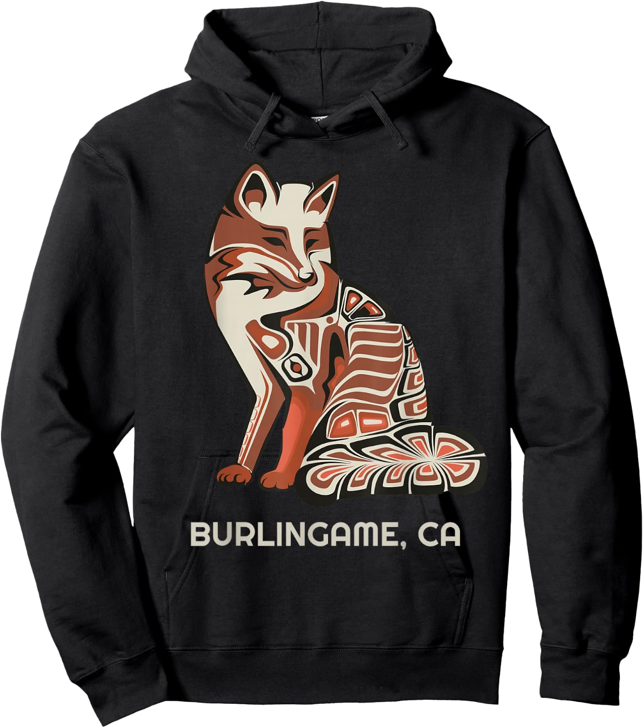 California Burlingame Tribal Fox Native American Hoodie - Hoodie | Black