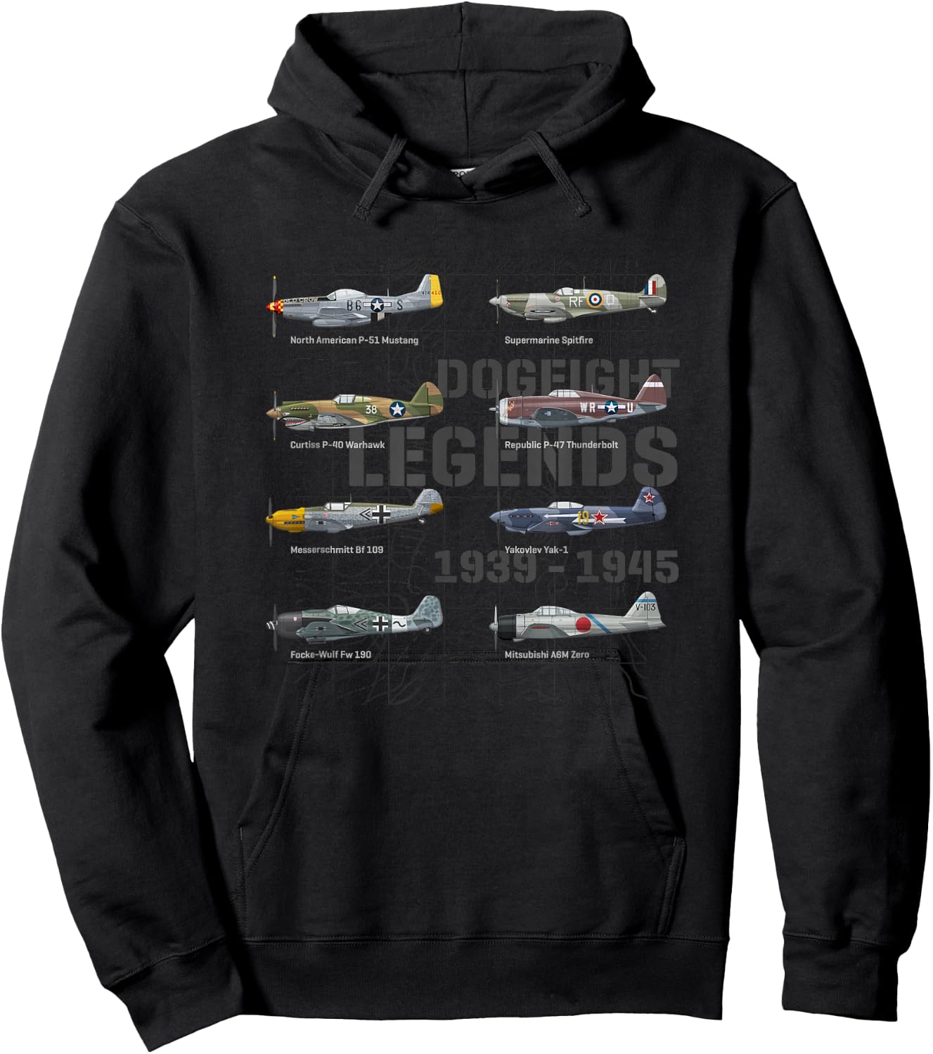Dogfight legends WW2 Planes Warbirds Air Fighters Hoodie - Hoodie | Black