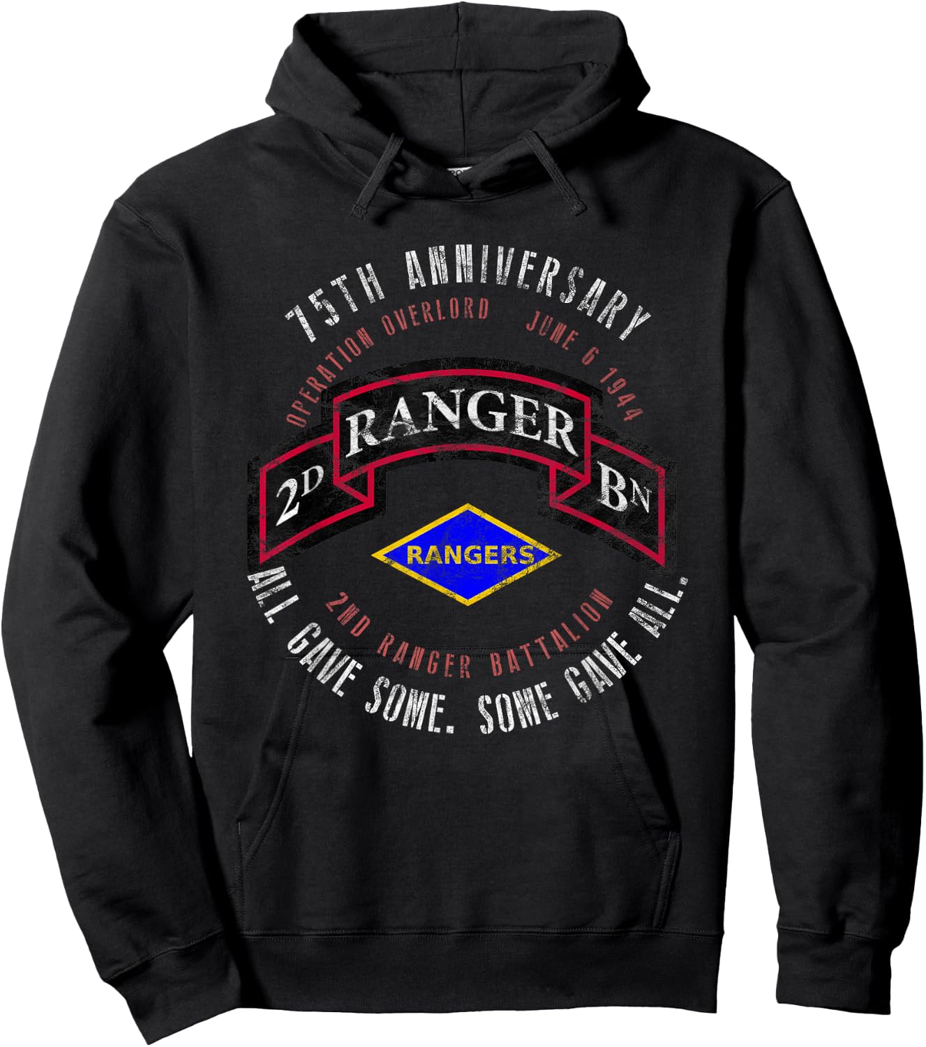 D-Day 75th Anniversary 2nd Ranger Bn. WWII Vintage Hoodie - Hoodie | Black
