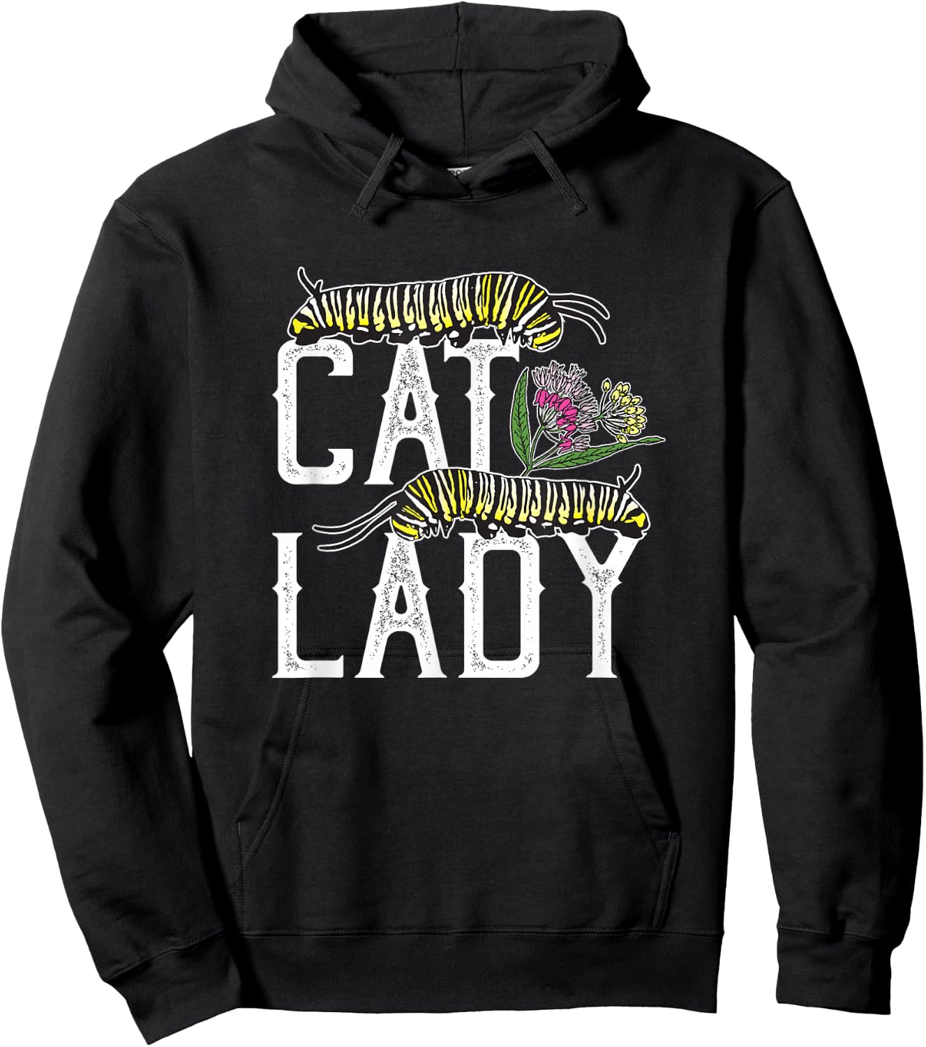 Cat Lady - Funny Monarch Butterfly Caterpillar Hoodie - Hoodie | Black