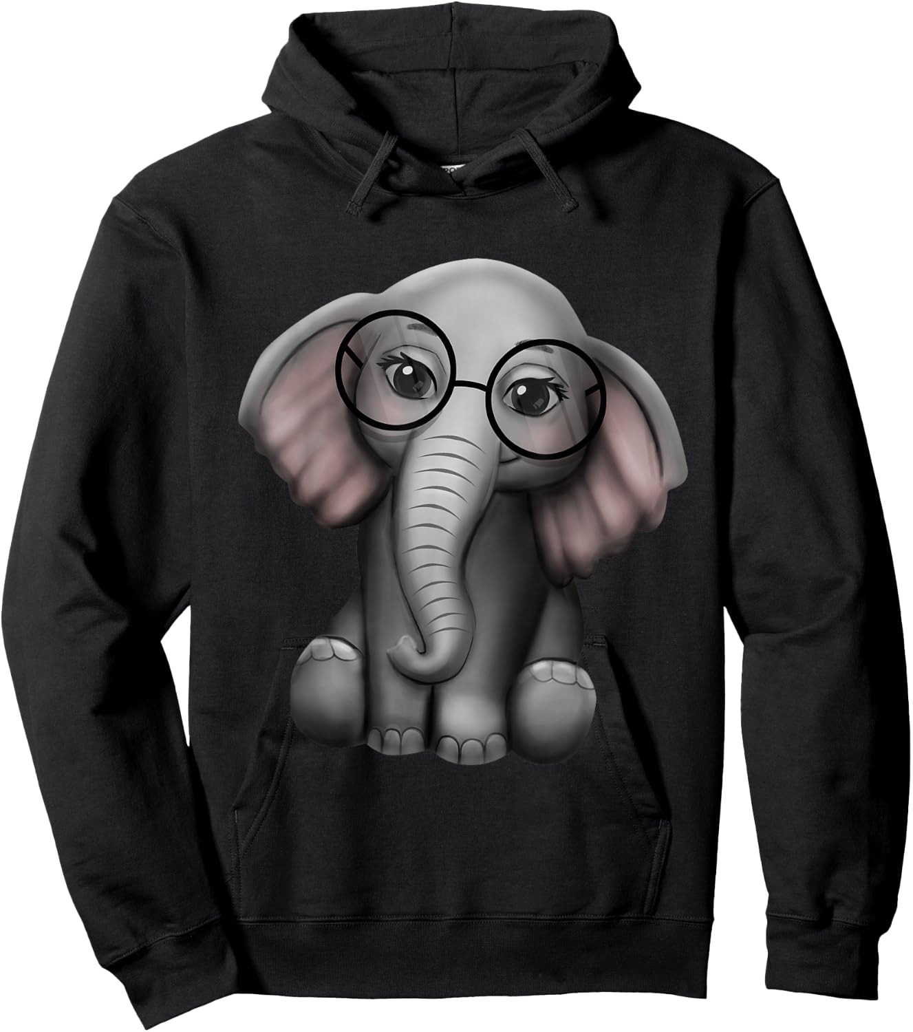 Cute Elephant Nerd Glasses Clothes Outfit Elephants Hoodie - Hoodie | Black