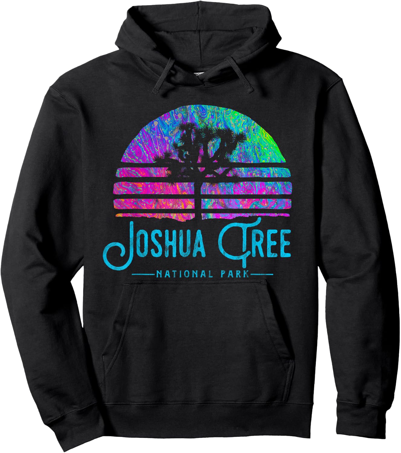 Joshua Tree National Park Psychedelic Festival Vibe Graphic Hoodie - Hoodie | Black