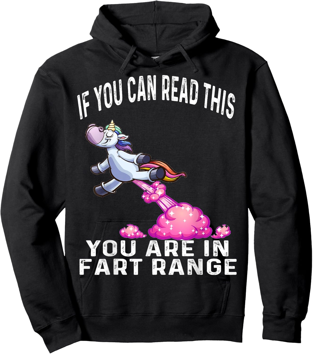 Funny Unicorn If You Can Read This You're In Fart Range Hoodie - Hoodie | Black