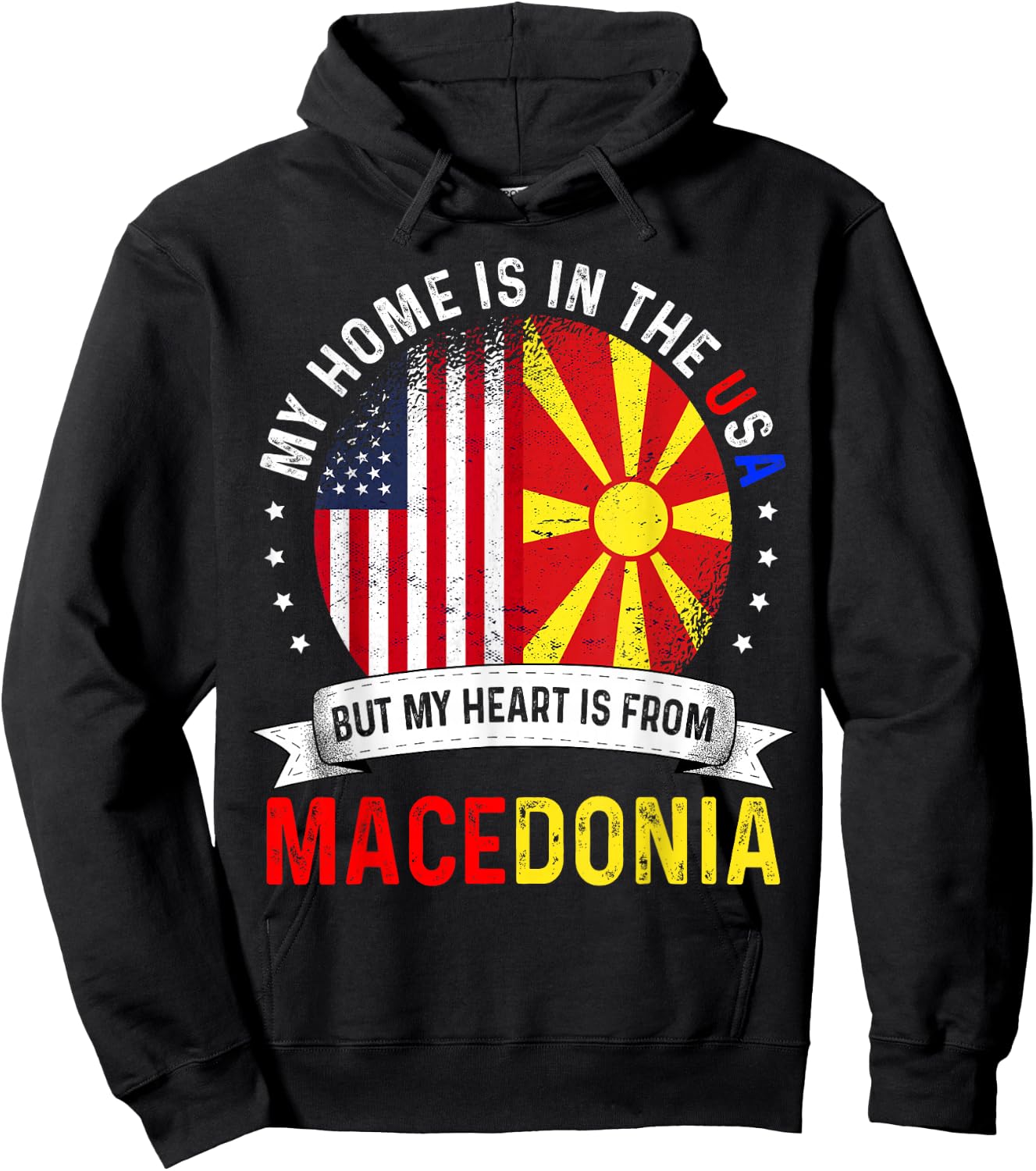 Macedonian American Patriot Heart is from Macedonia Flag Hoodie - Hoodie | Black