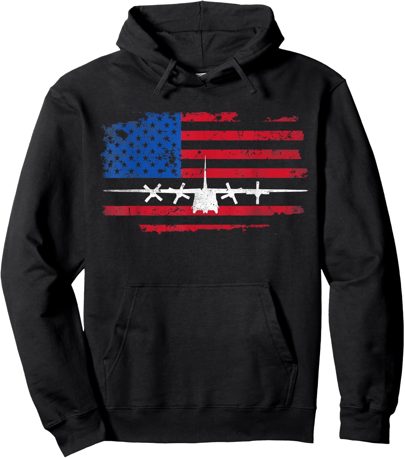 Vintage American Flag C-130 Military Plane Pilot Hoodie - Hoodie | Black