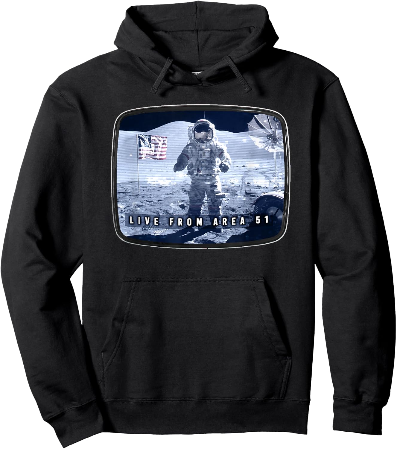 Moon Landing Conspiracy Area 51 Live TV Broadcast Fake Hoax Hoodie - Hoodie | Black
