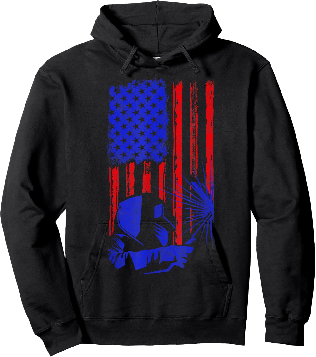Welder American Flag Welding Gift Usa Patriotic Helmet Women Kids Men Hoodie - Hoodie | Black