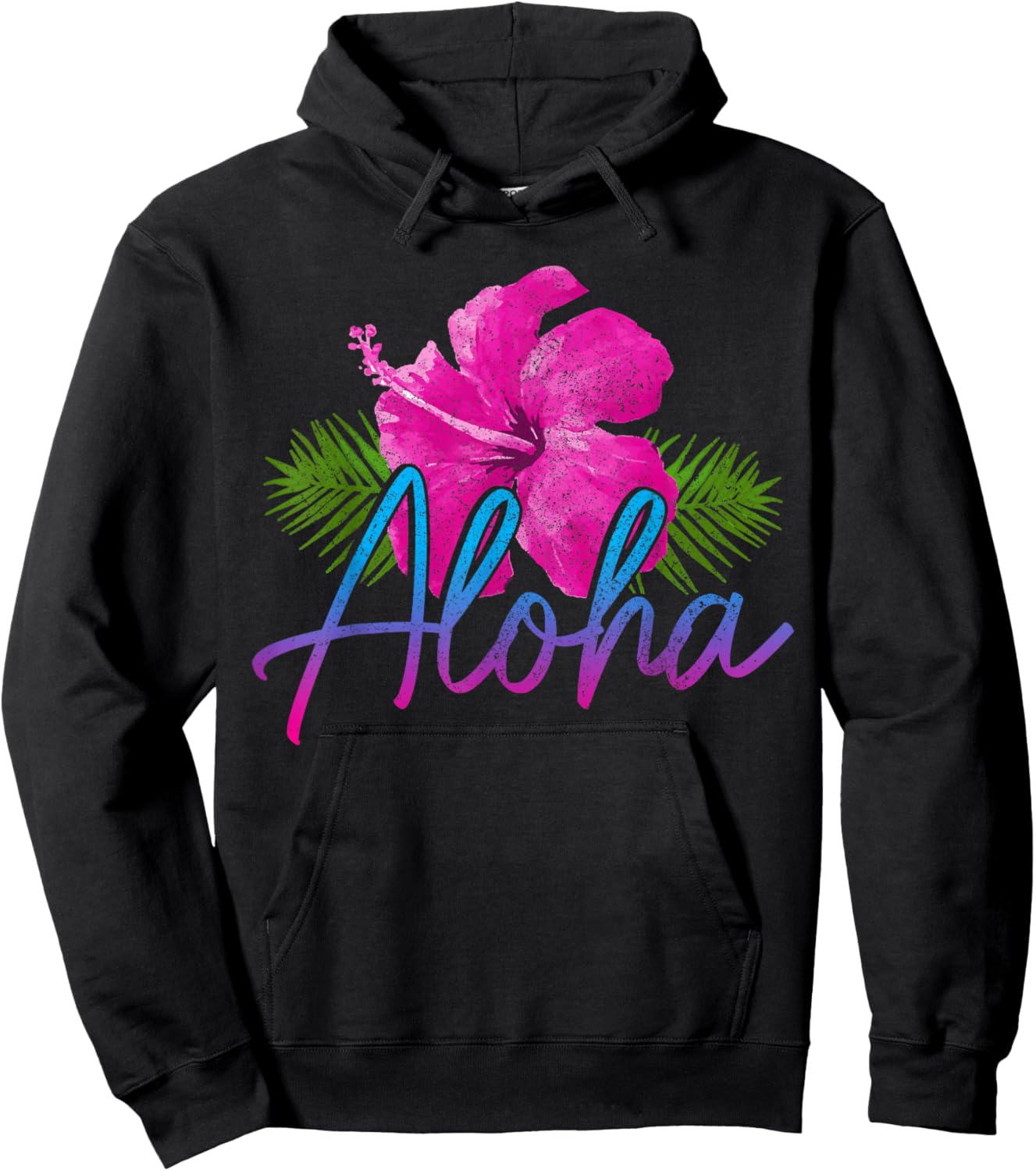 Hawaii Aloha Hibiscus Hawaiian Islands Surfer Souvenir Hoodie - Hoodie | Black