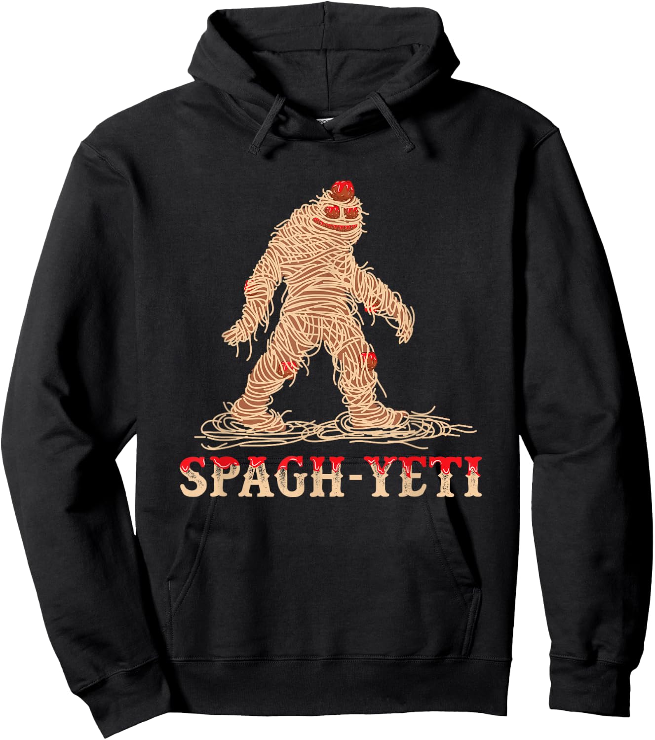 Spaghetti Pasta Meatballs Ramen Noodle Shirt Sasquatch Gift Hoodie - Hoodie | Black