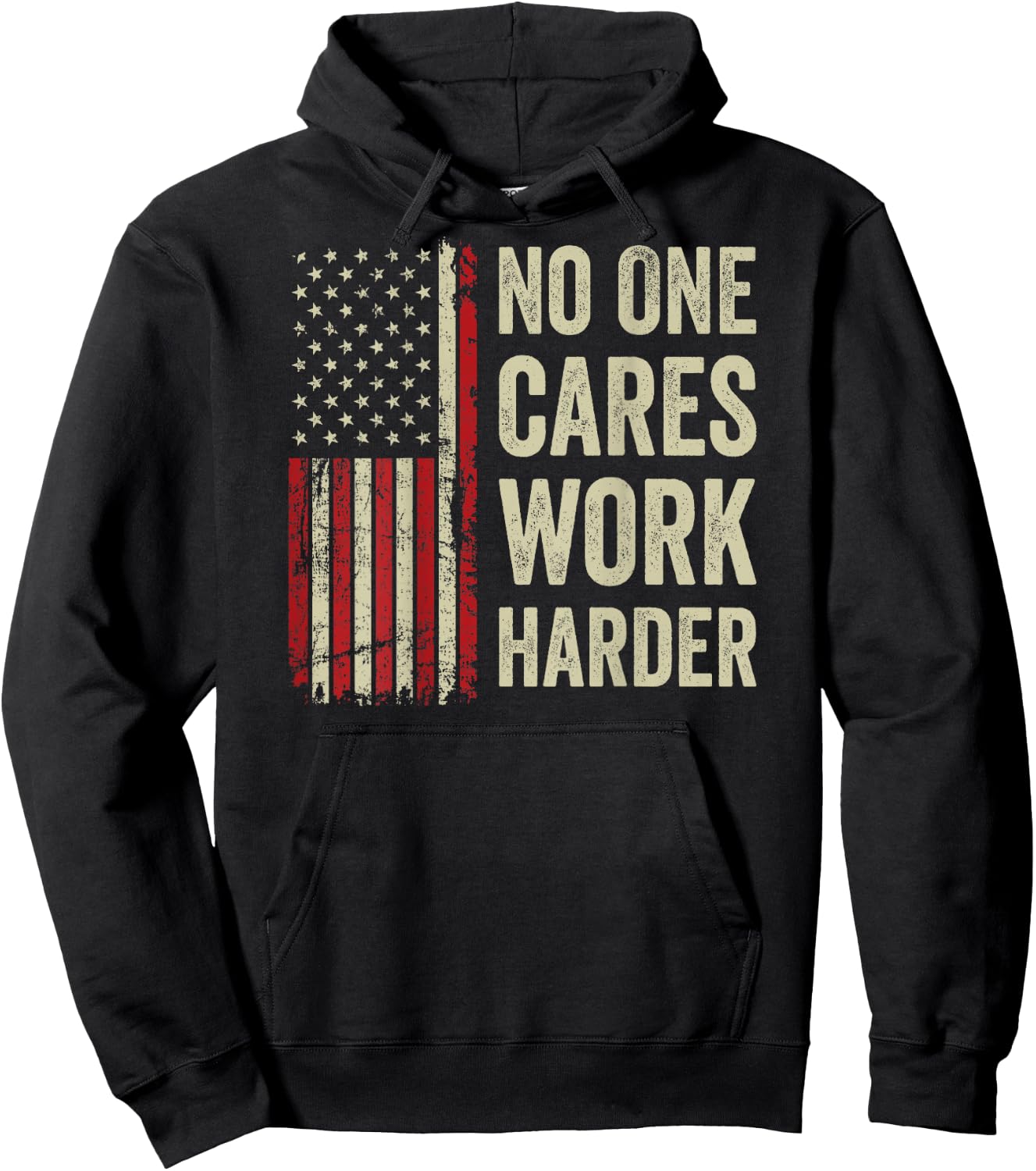 No One Cares Work Harder - Motivational Workout Gym (BACK) Hoodie - Hoodie | Black