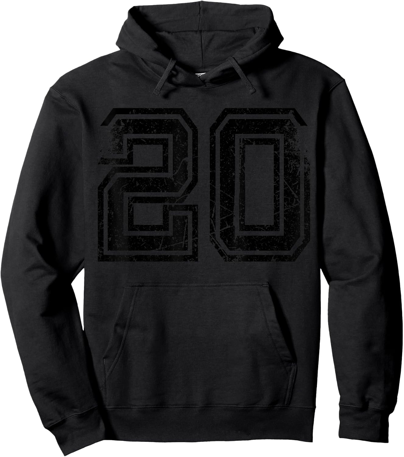 Number #20 Black Sports Retro Number Hoodie - Hoodie | Black