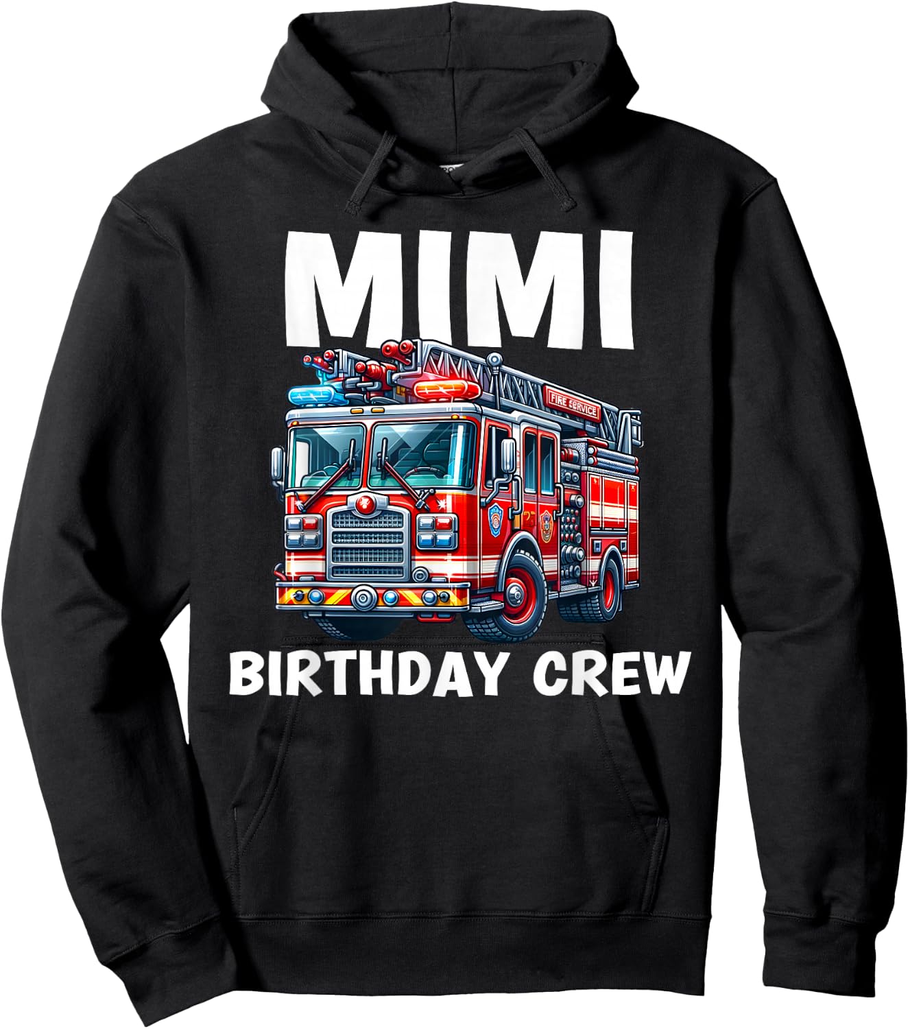 Mimi Birthday Crew Fire Truck Bday Party Matching Family Hoodie - Hoodie | Black