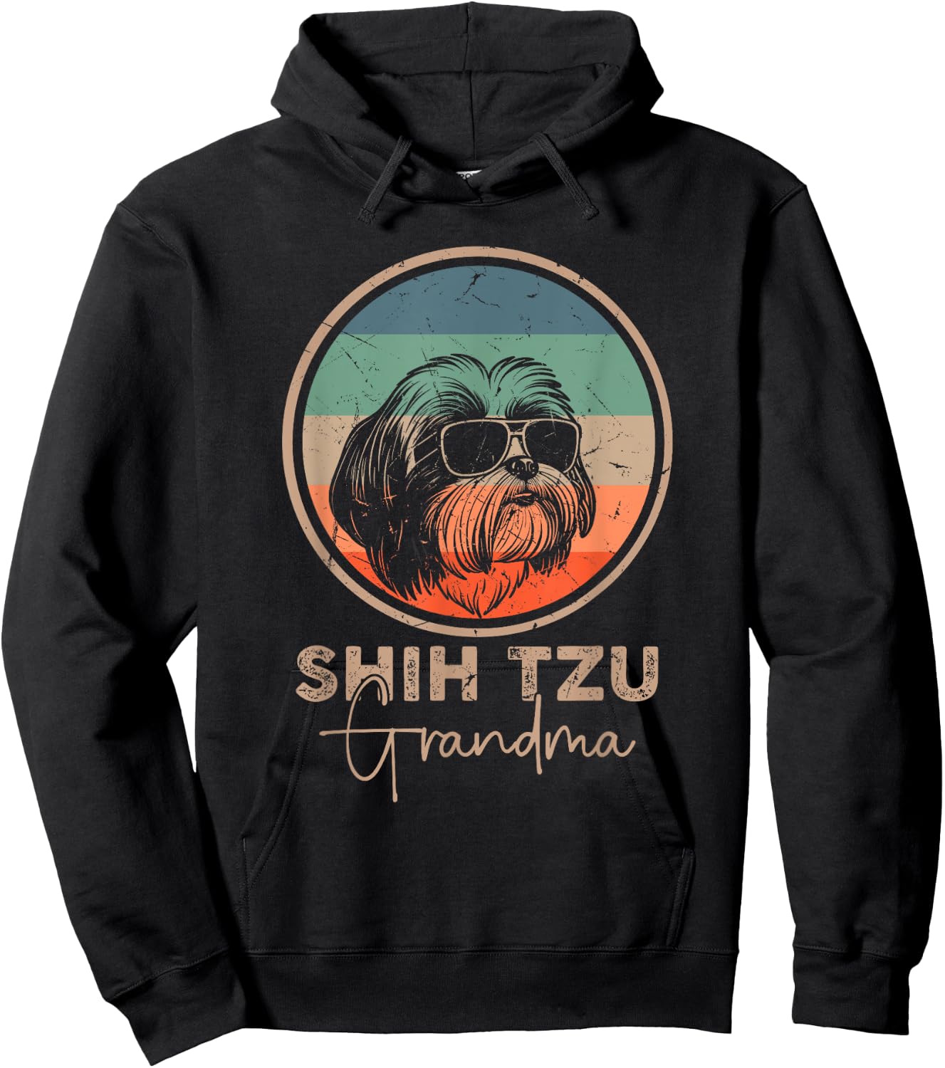 Vintage Shih Tzu Grandma Dog Lover Owner Women Mothers Day Hoodie - Hoodie | Black
