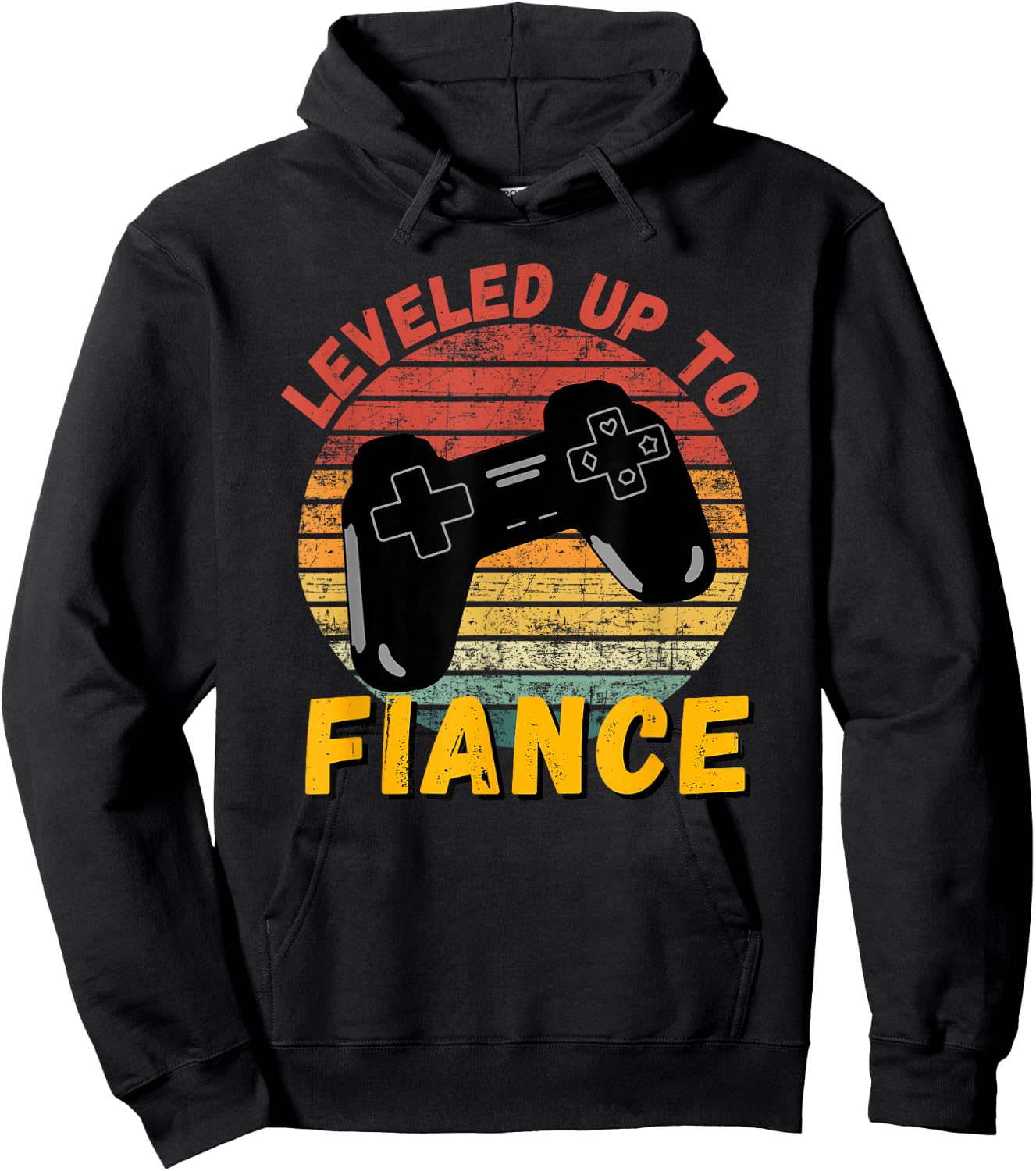 Leveled Up To Fiance Funny Gaming Newly Engaged Couple Gift Hoodie - Hoodie | Black