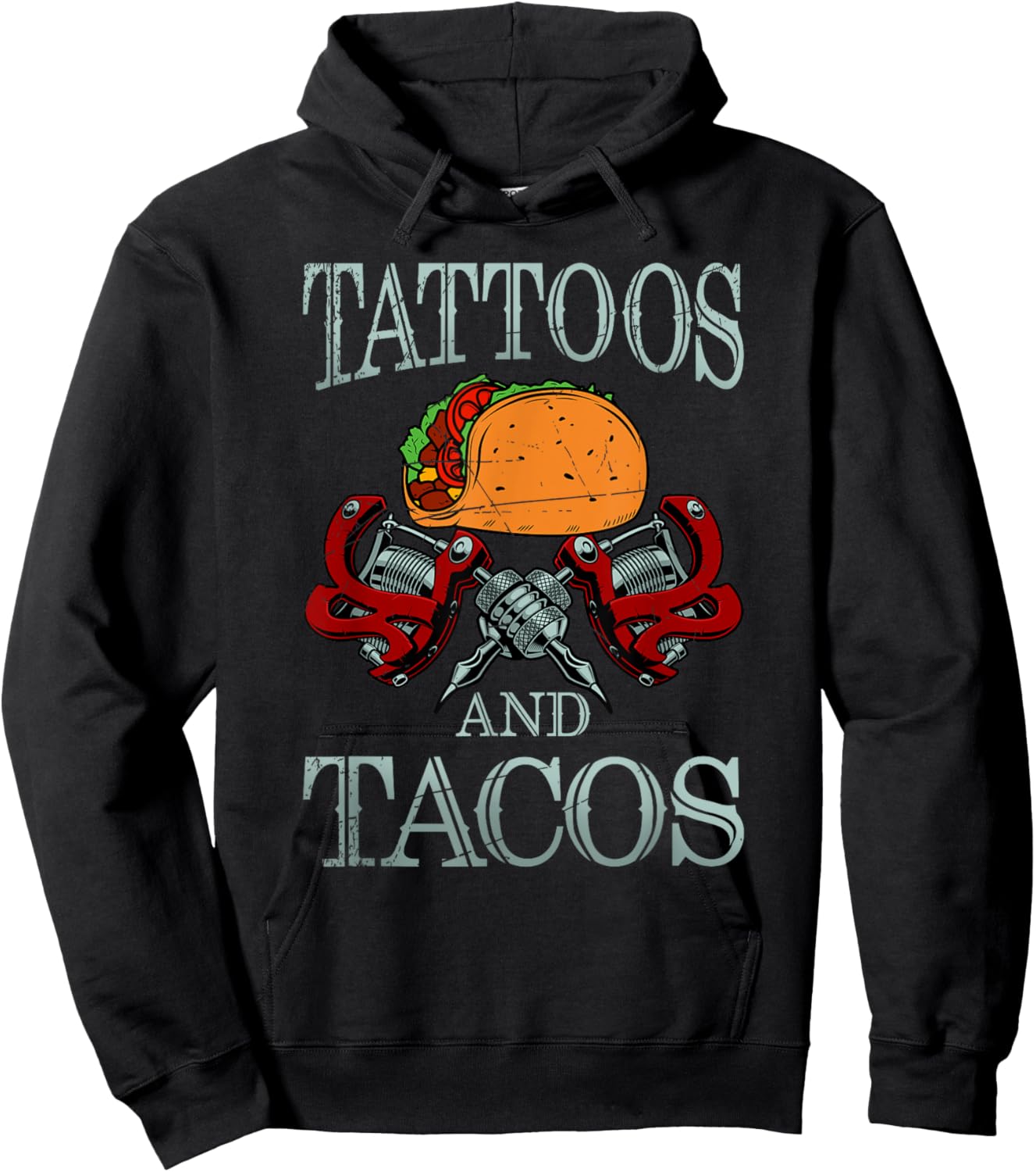 Tattoos And Tacos Funny Mexican Tattoo Tacos Gift Tattoo Hoodie - Hoodie | Black