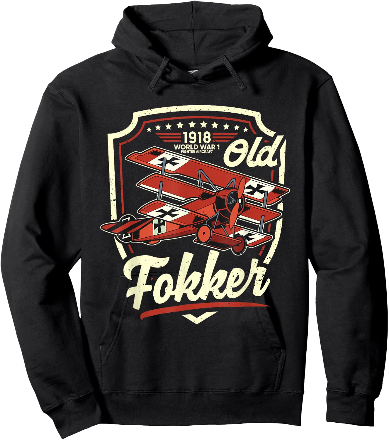 Old Fokker WW1 Shirt WW1 Plane Shirt German Fokker Hoodie - Hoodie | Black