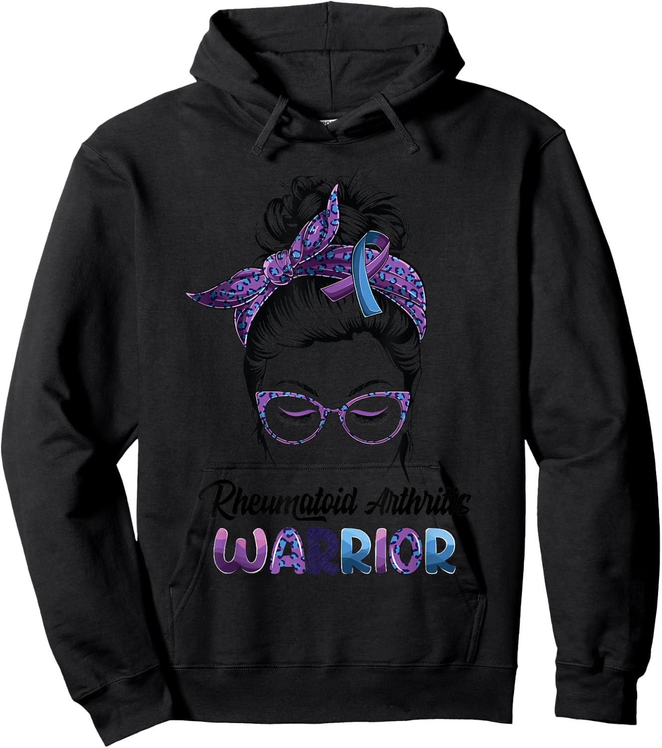 Rheumatoid Arthritis Warrior Messy Bun Believe Women Girls Hoodie - Hoodie | Black