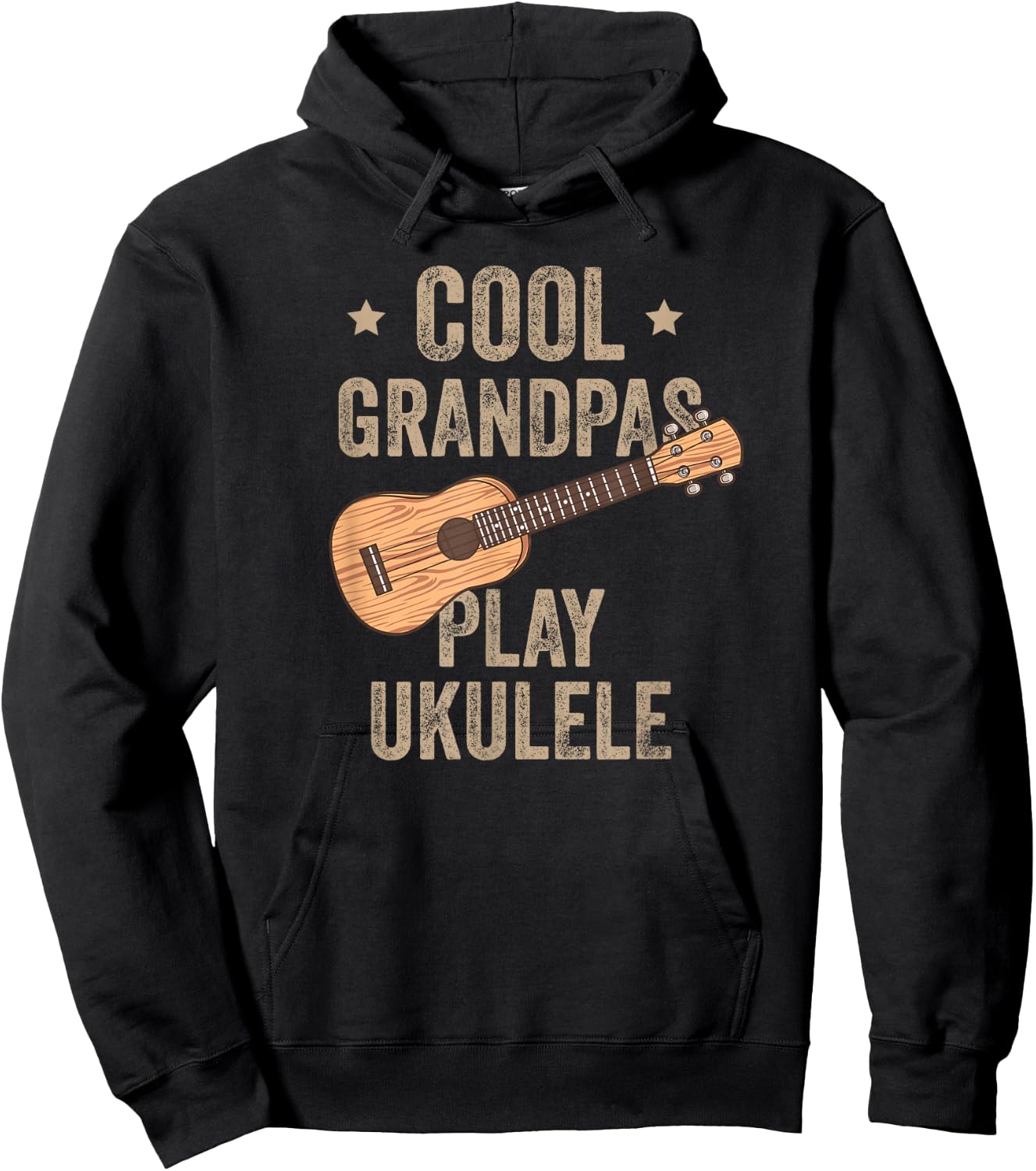 Cool Grandpas Play Ukulele Ukulele Music Guitar Hoodie - Hoodie | Black