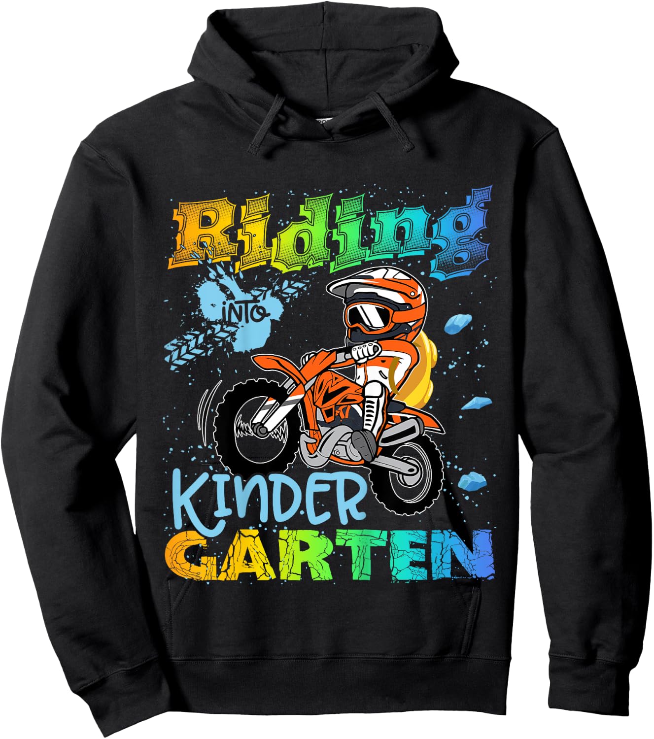 Riding Into Kindergarten Dirt Bike Backpack For Boys Girls Hoodie - Hoodie | Black