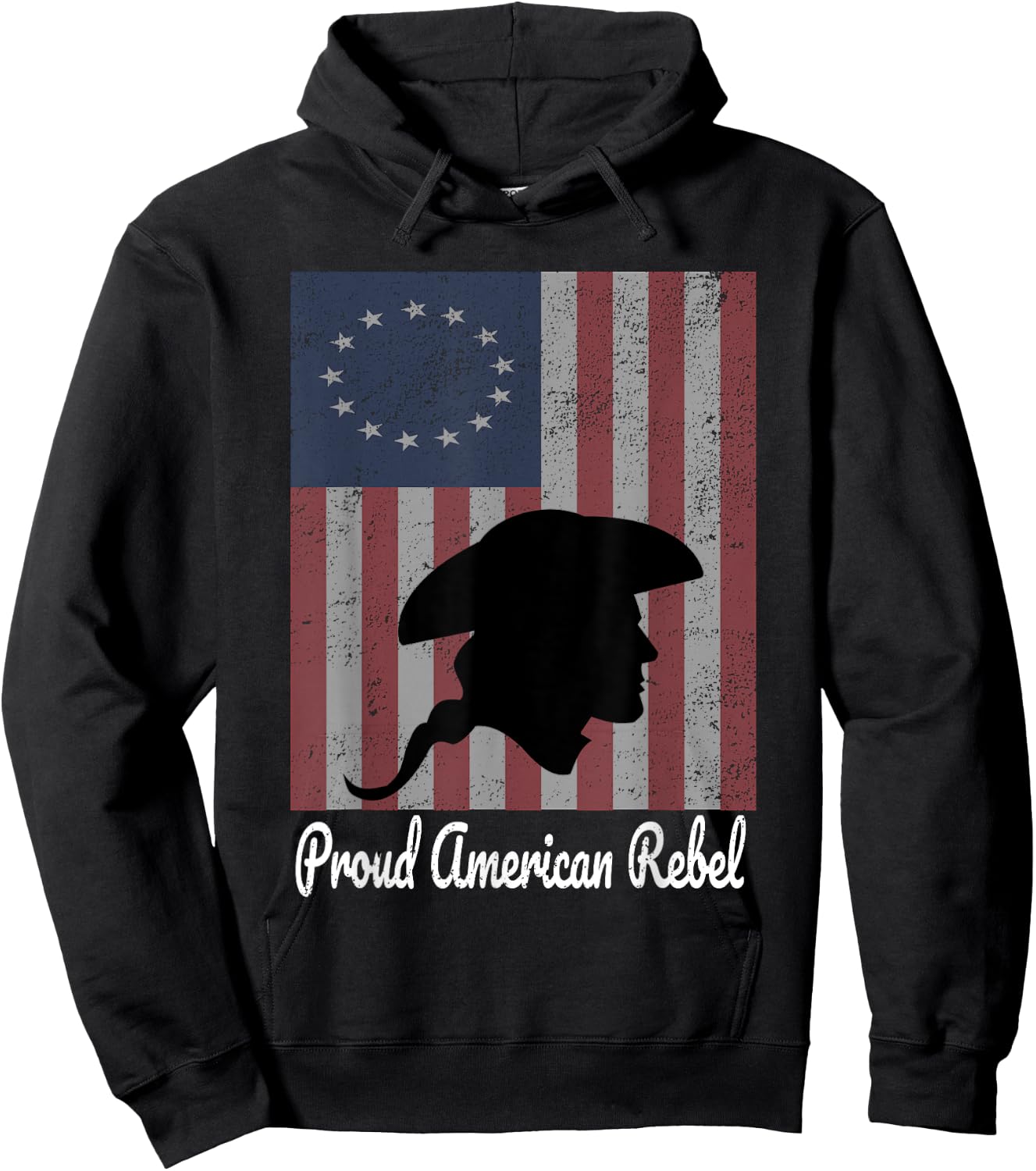 Betsy Ross 1776 Colonial Battle Flag Proud American Rebel Hoodie - Hoodie | Black