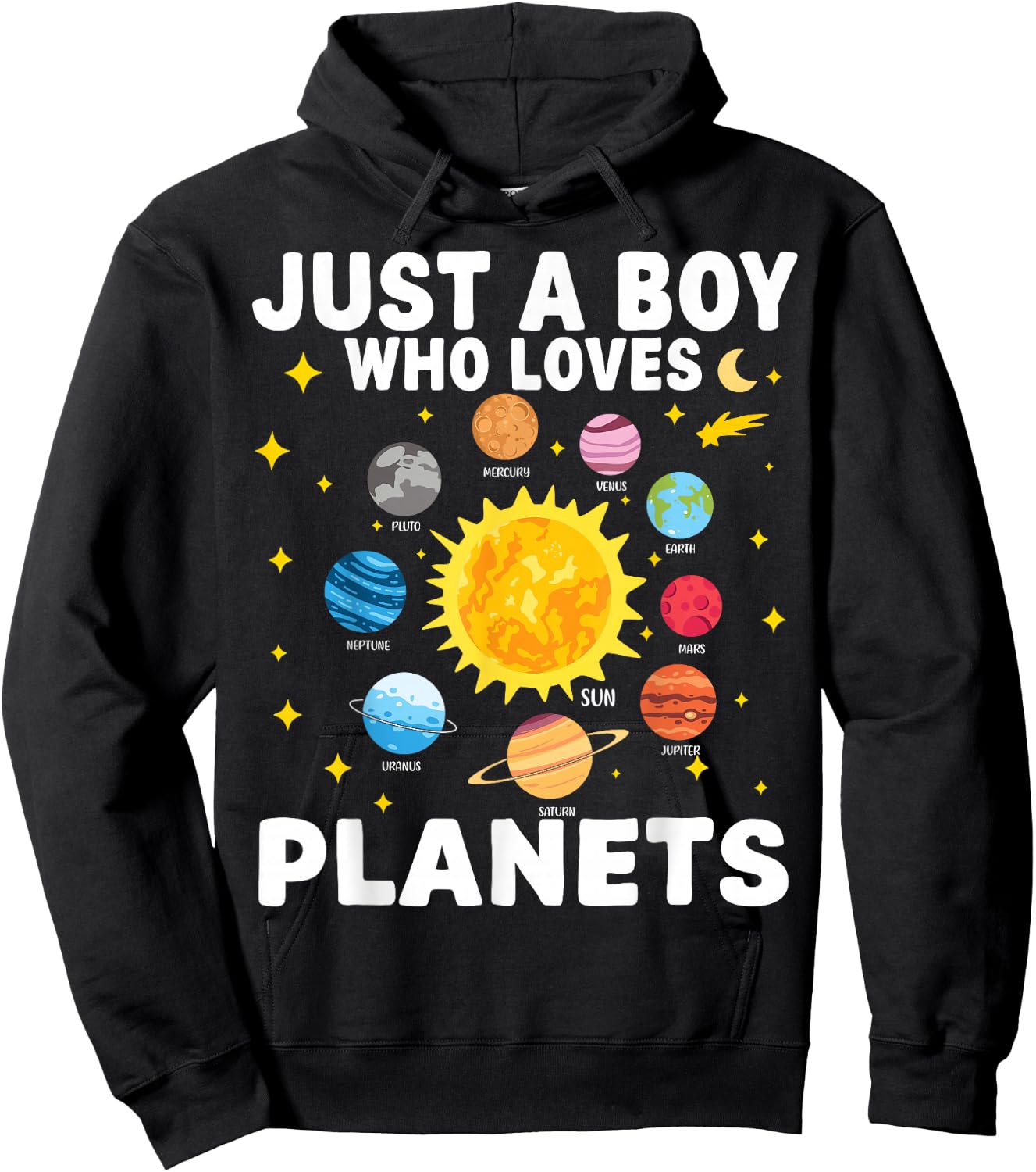 Just A Boy Who Loves Planets Solar System Space Lover Kids Hoodie - Hoodie | Black