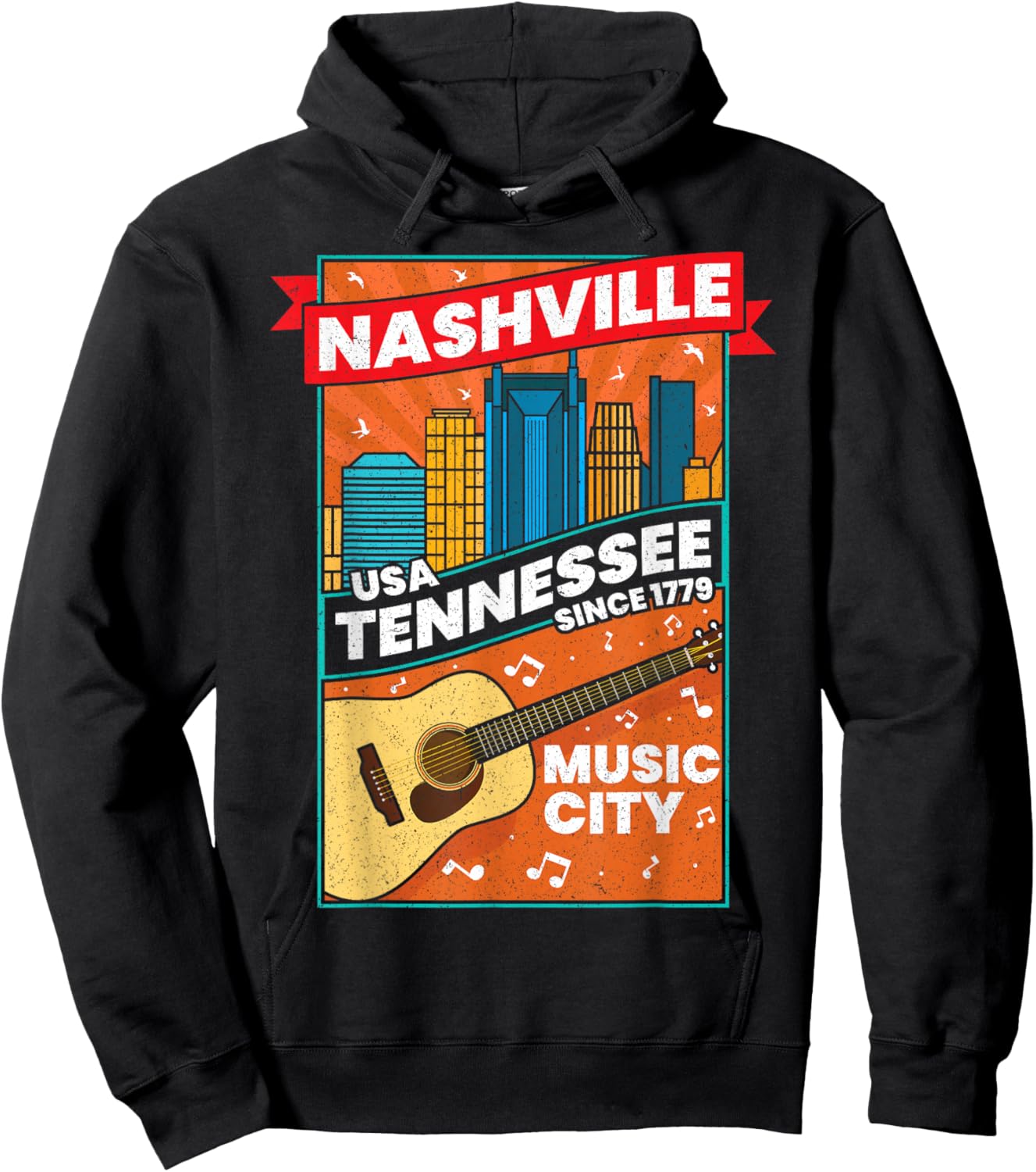 Nashville Tennessee USA Music City Guitar Musician Music Hoodie - Hoodie | Black