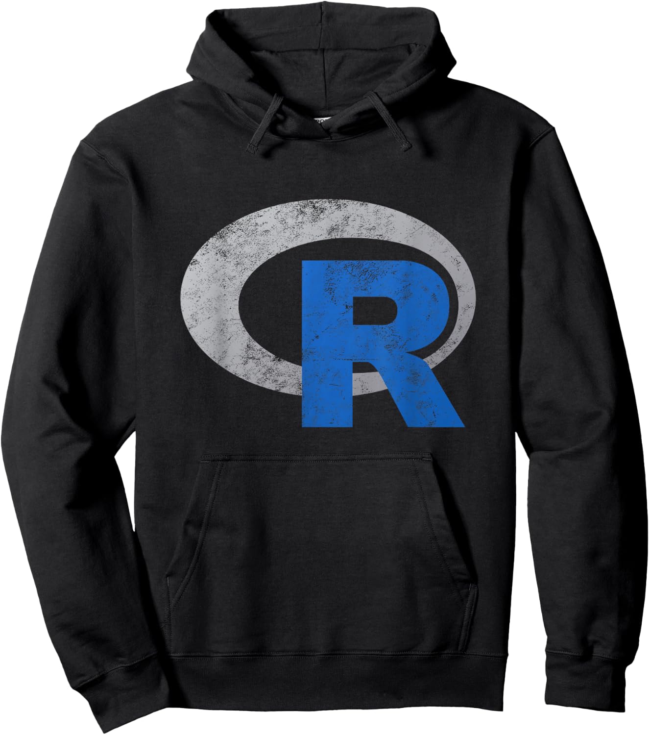 R logo Data Science Statistics Programmer Vintage Distressed Hoodie - Hoodie | Black